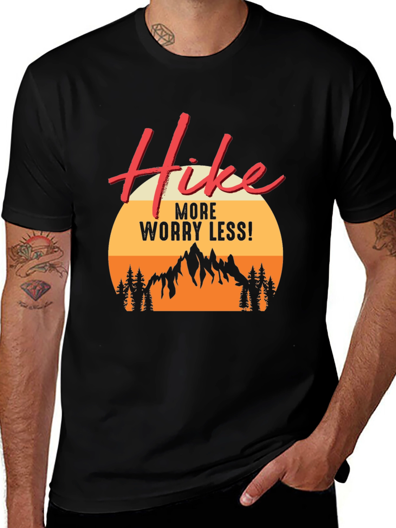 Variant 29 of Hike More Worry Less Graphic Tee | Outdoor Adventure Shirt