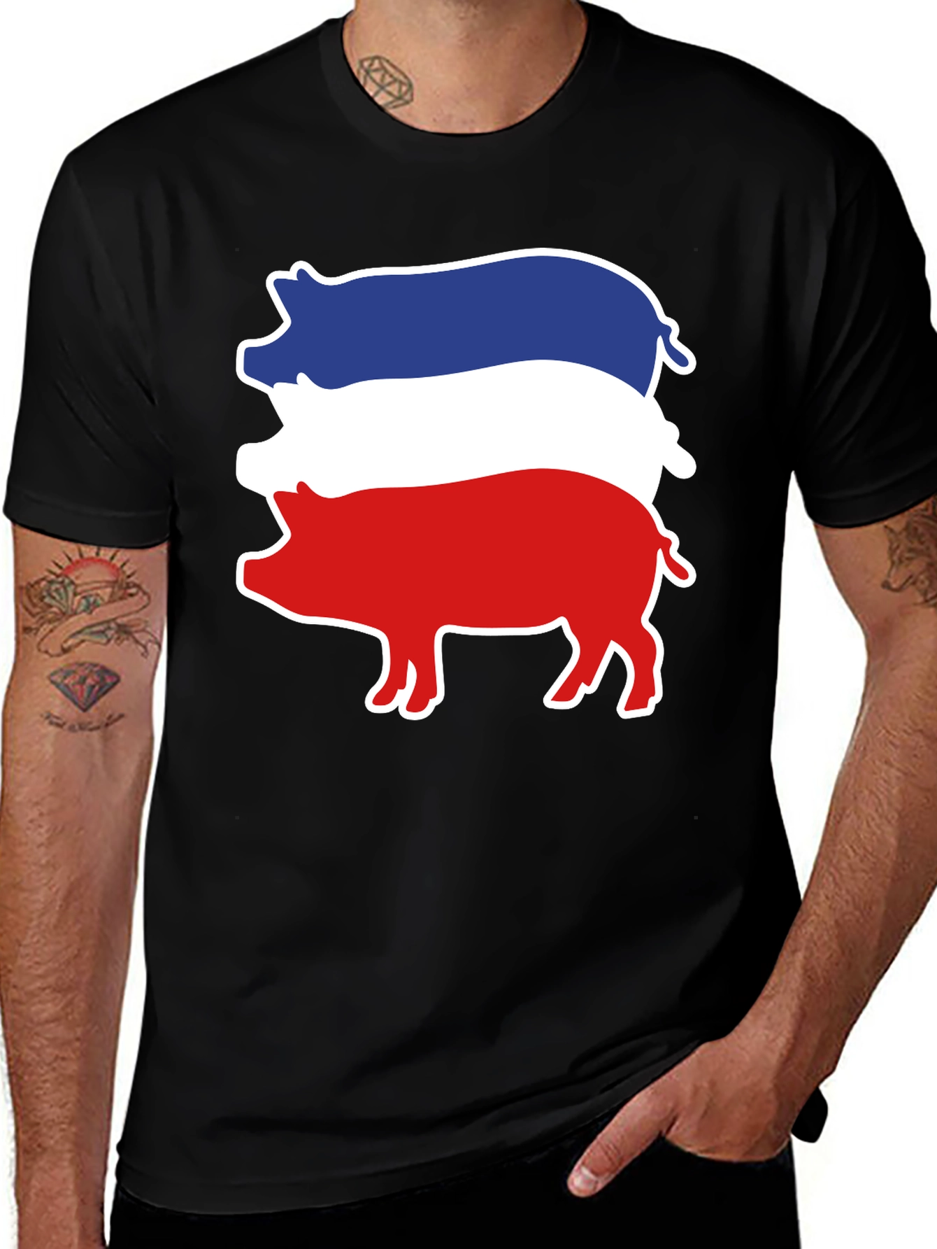 Variant 28 of Red White Blue Pig Stack T-Shirt