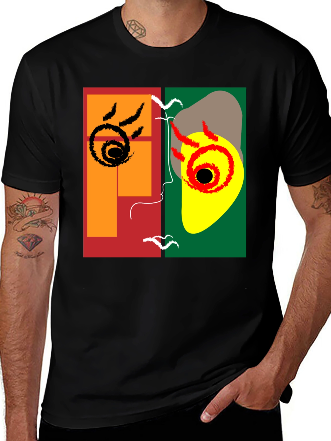 Variant 11 of Abstract Graphic Print Black T-Shirt