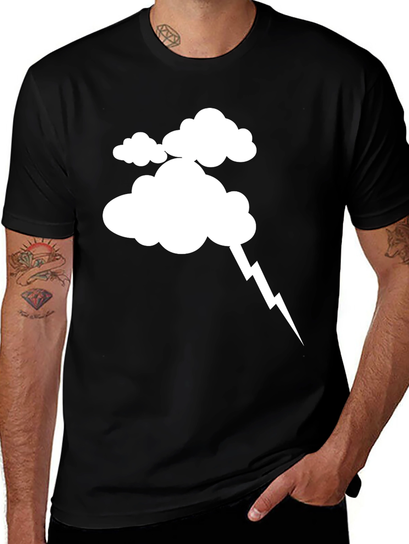 Variant 8 of Stormy Weather Graphic Tee - Stylish Black Cotton T-Shirt