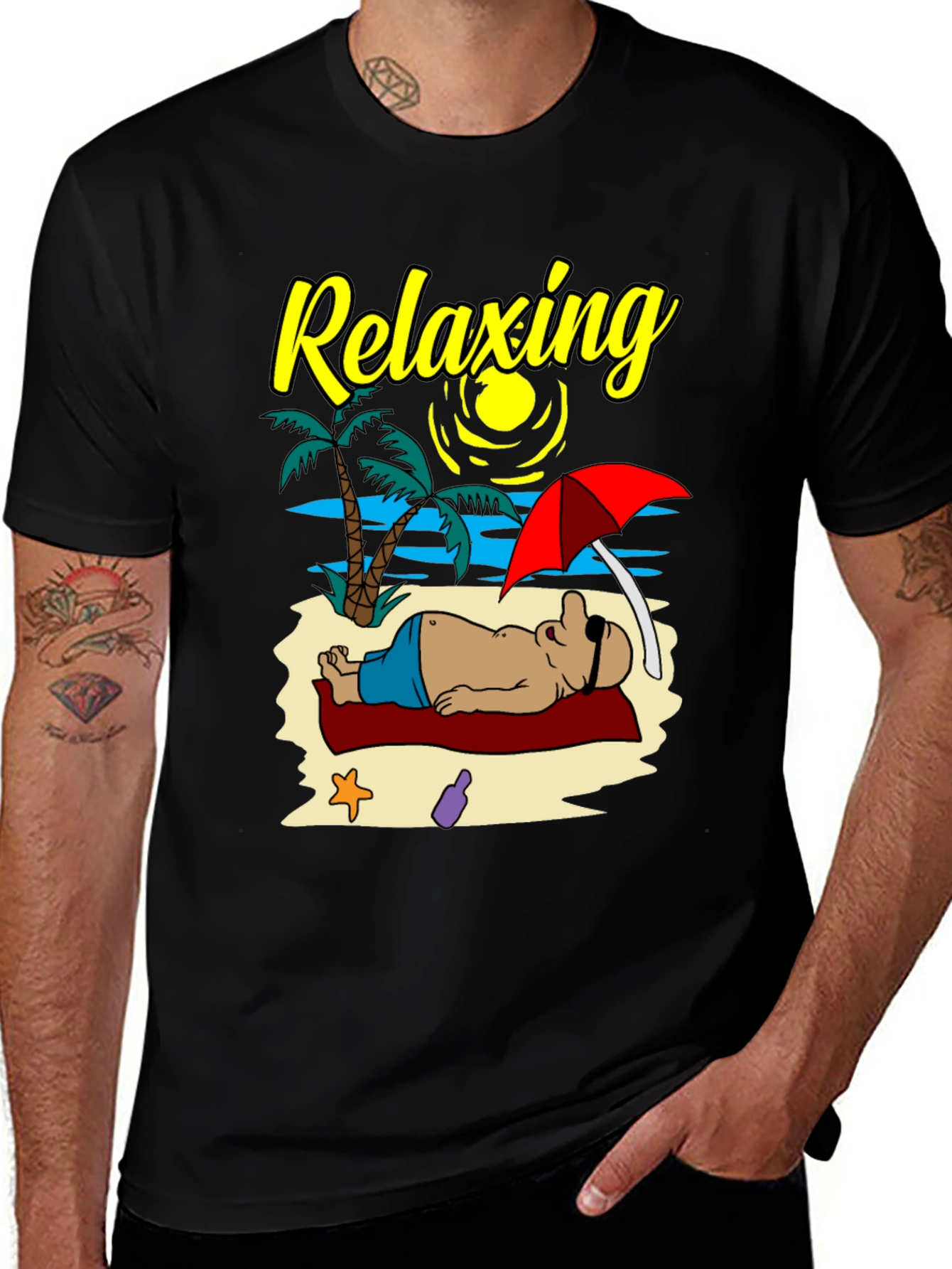 Variant 9 of Relaxing Bear T-Shirt - Beach Vacation Vibe