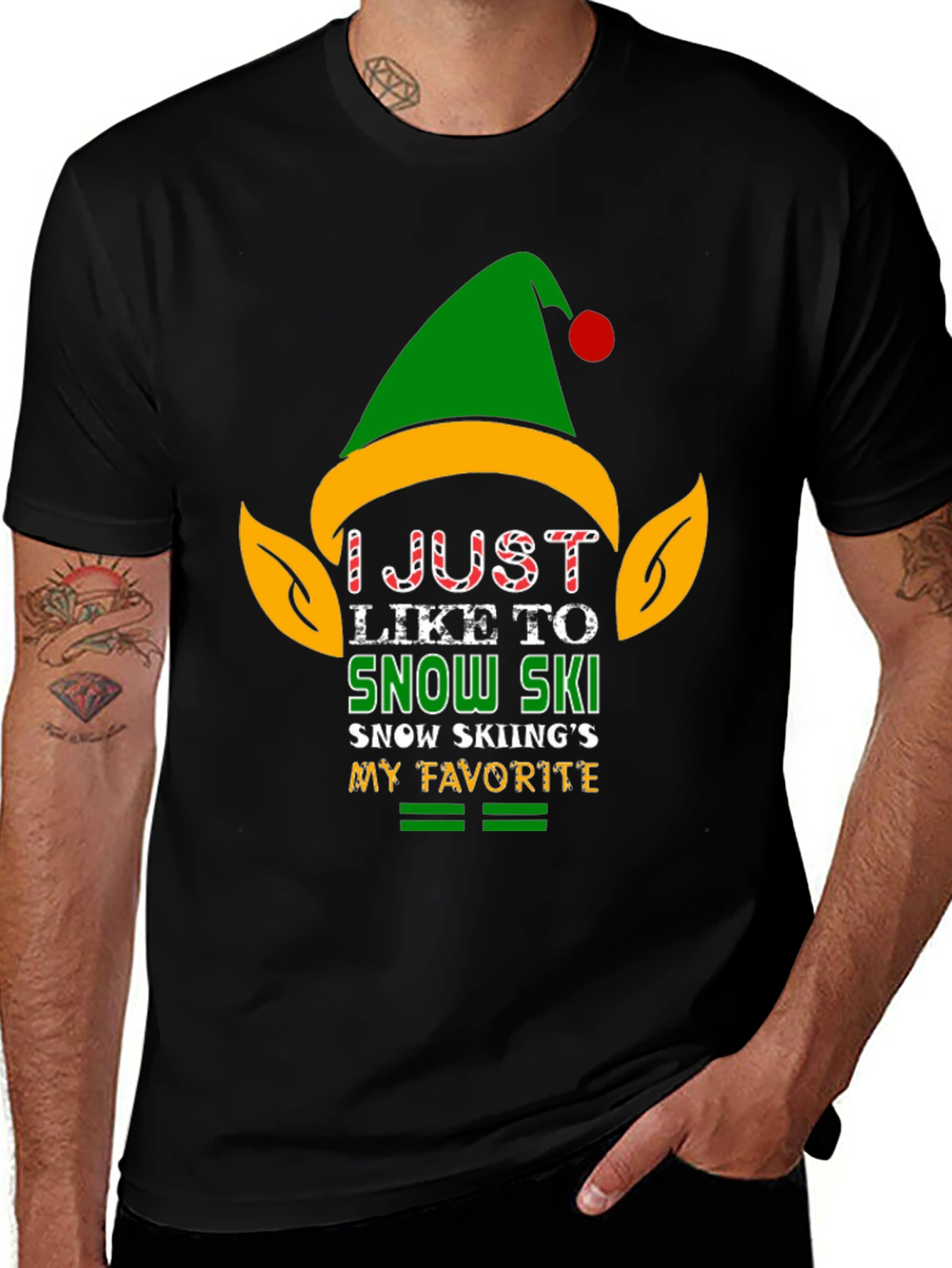 Variant 27 of Snow Skiing Elf T-Shirt