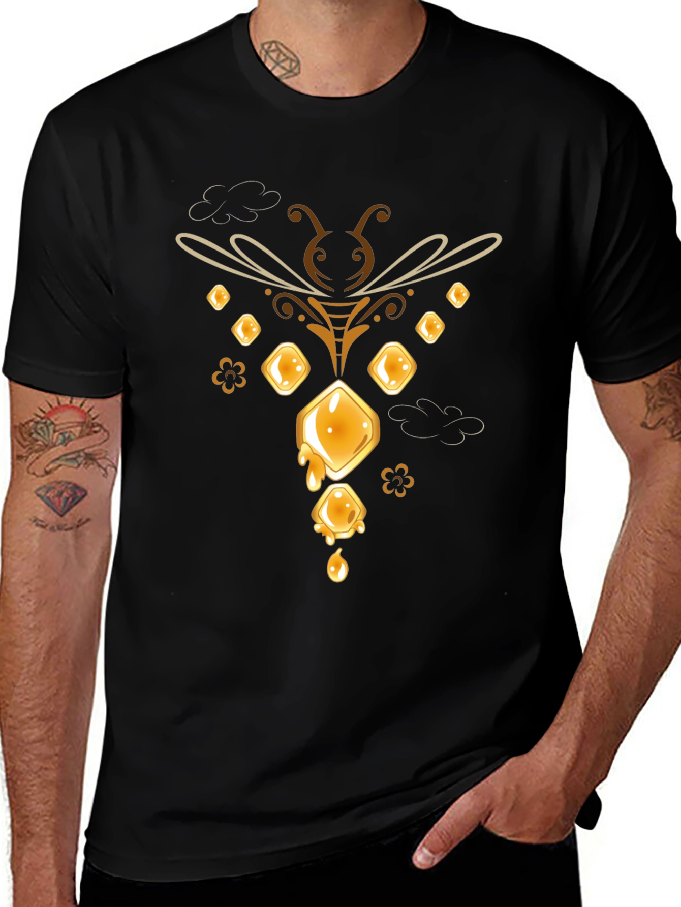 Variant 15 of Honey Bee Graphic Black T-Shirt