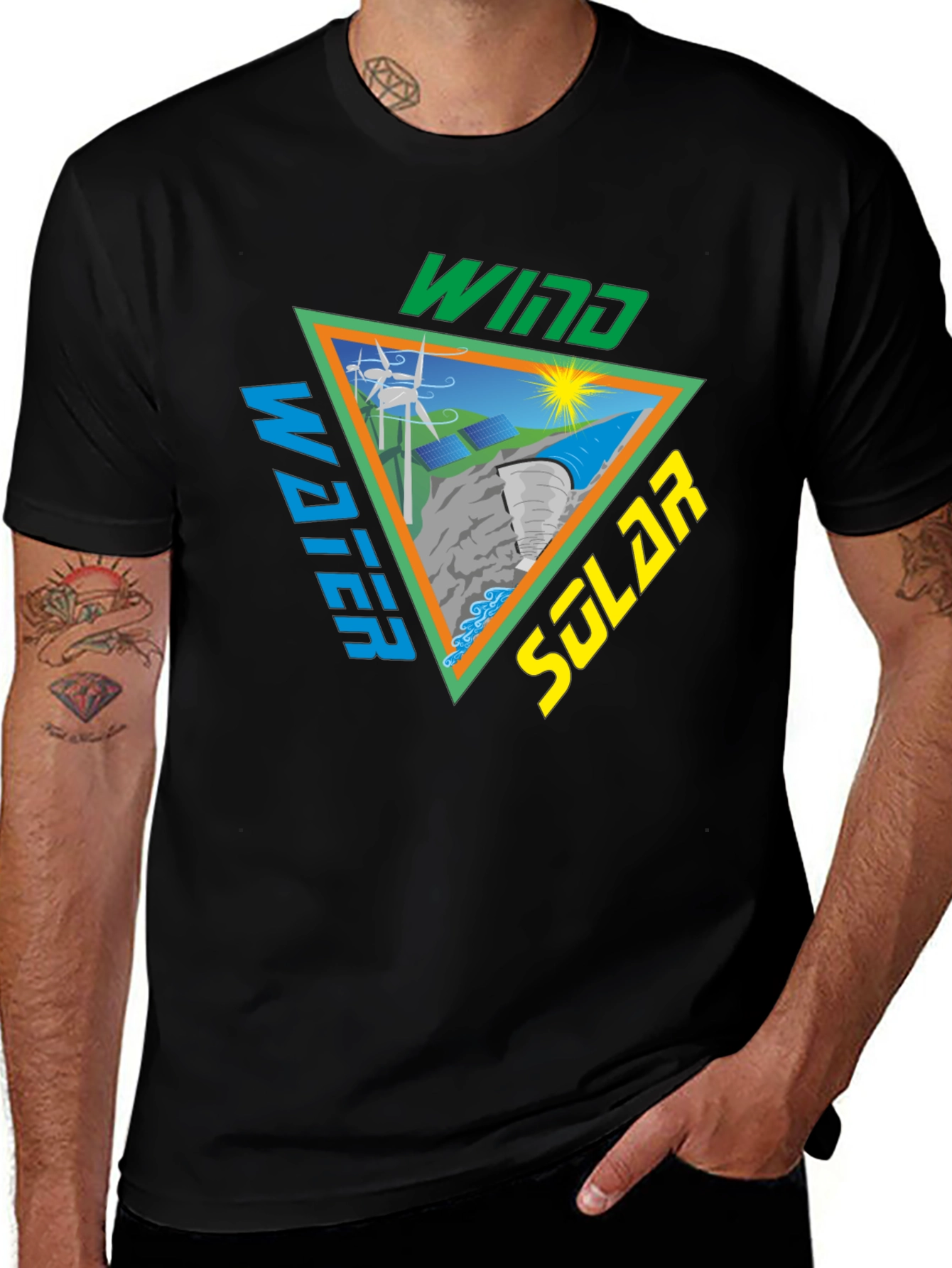 Variant 9 of Renewable Energy T-Shirt - Wind, Water, Solar Power Tee