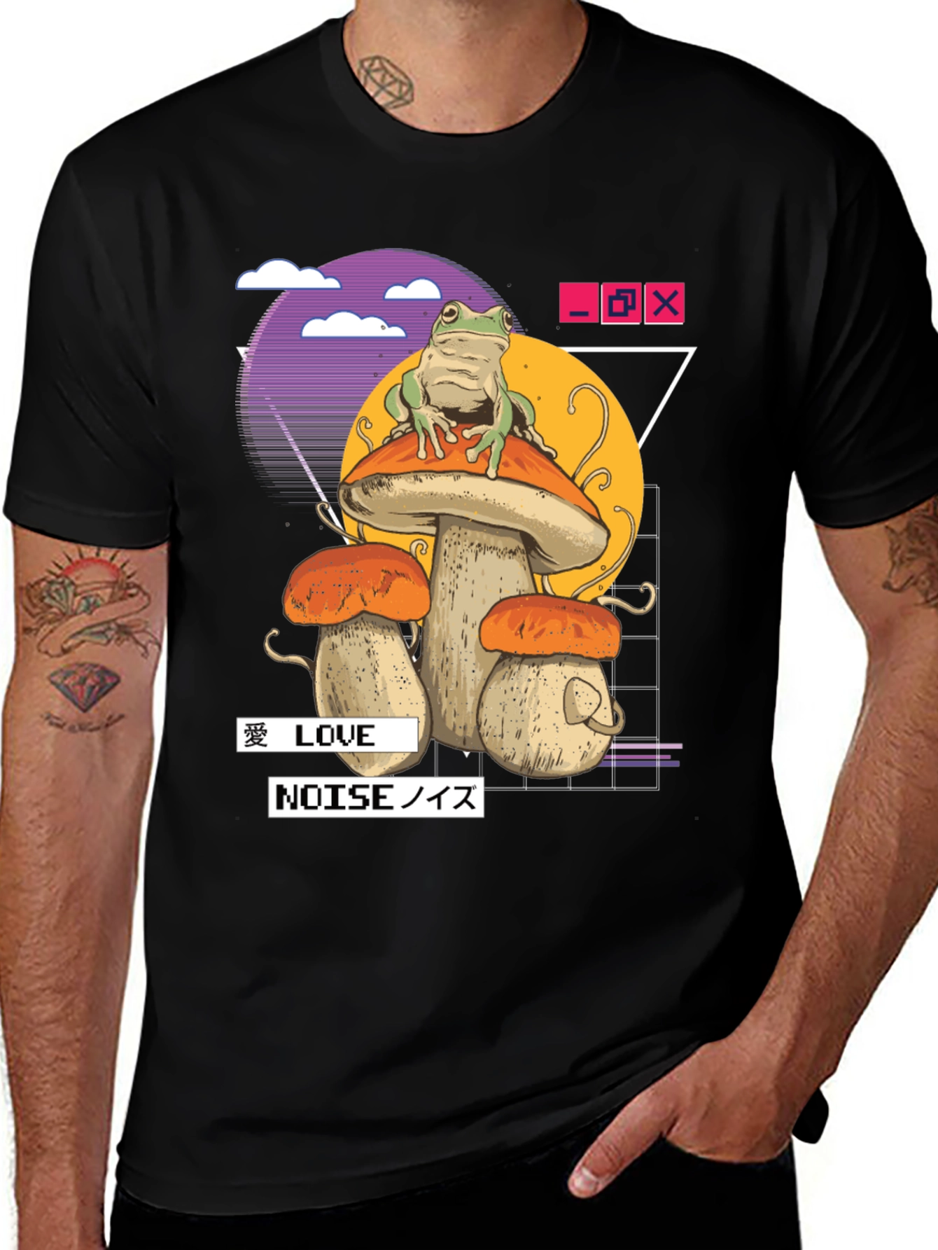 Variant 9 of Frog on Mushroom T-Shirt - Vaporwave Aesthetic