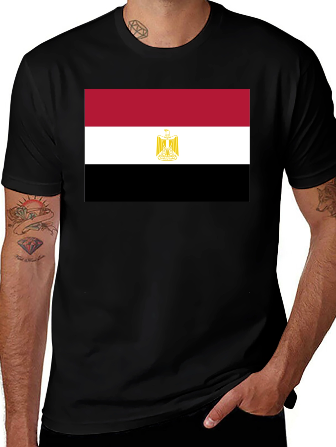 Egypt Flag T-Shirt - Black Cotton Tee