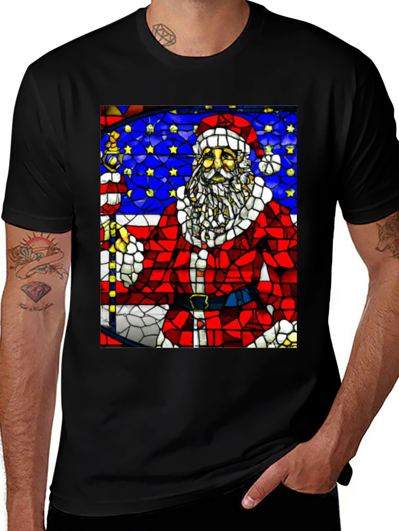 Variant 26 of Santa Stained Glass T-Shirt
