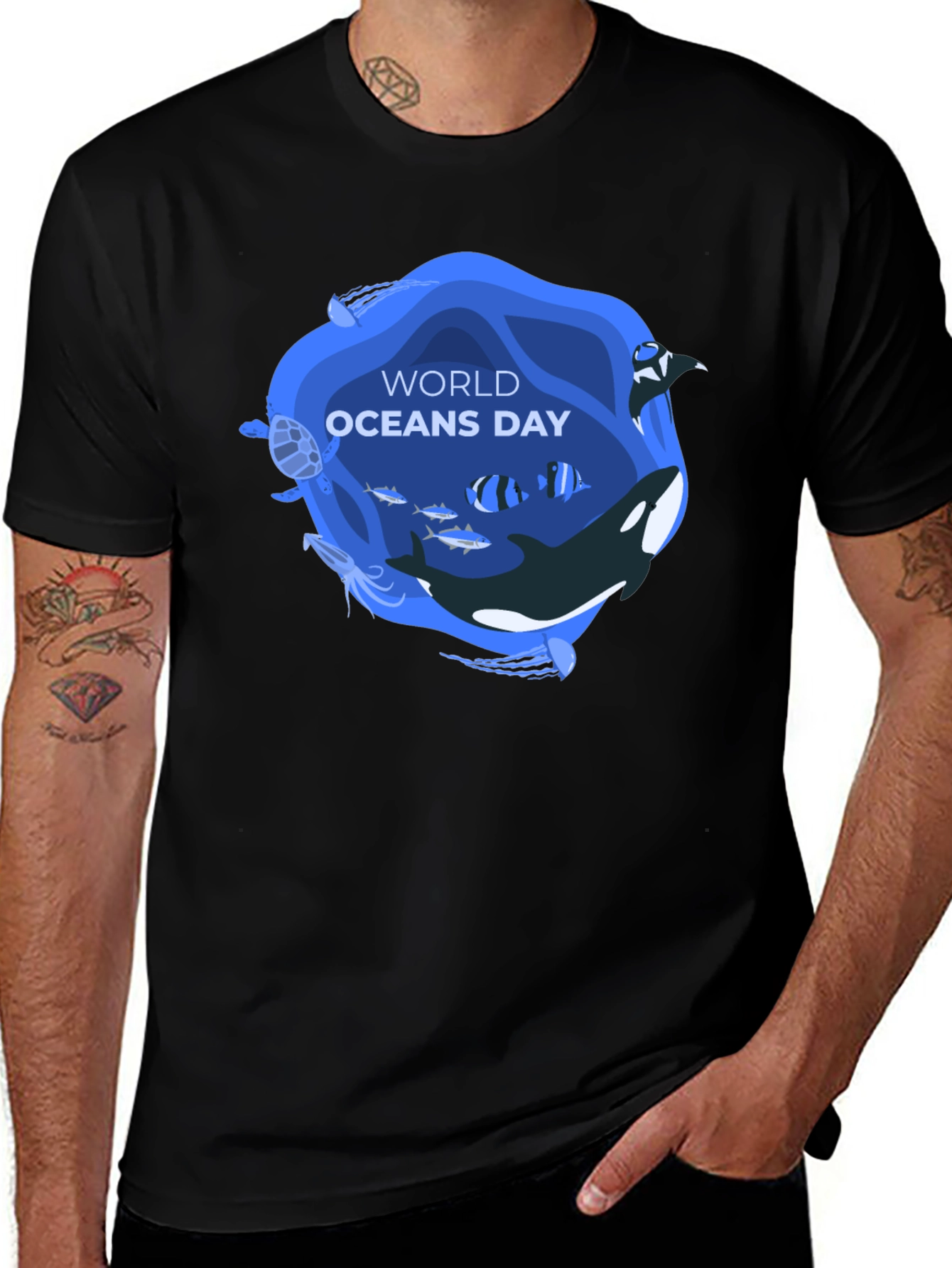 Variant 9 of World Oceans Day T-Shirt - Black