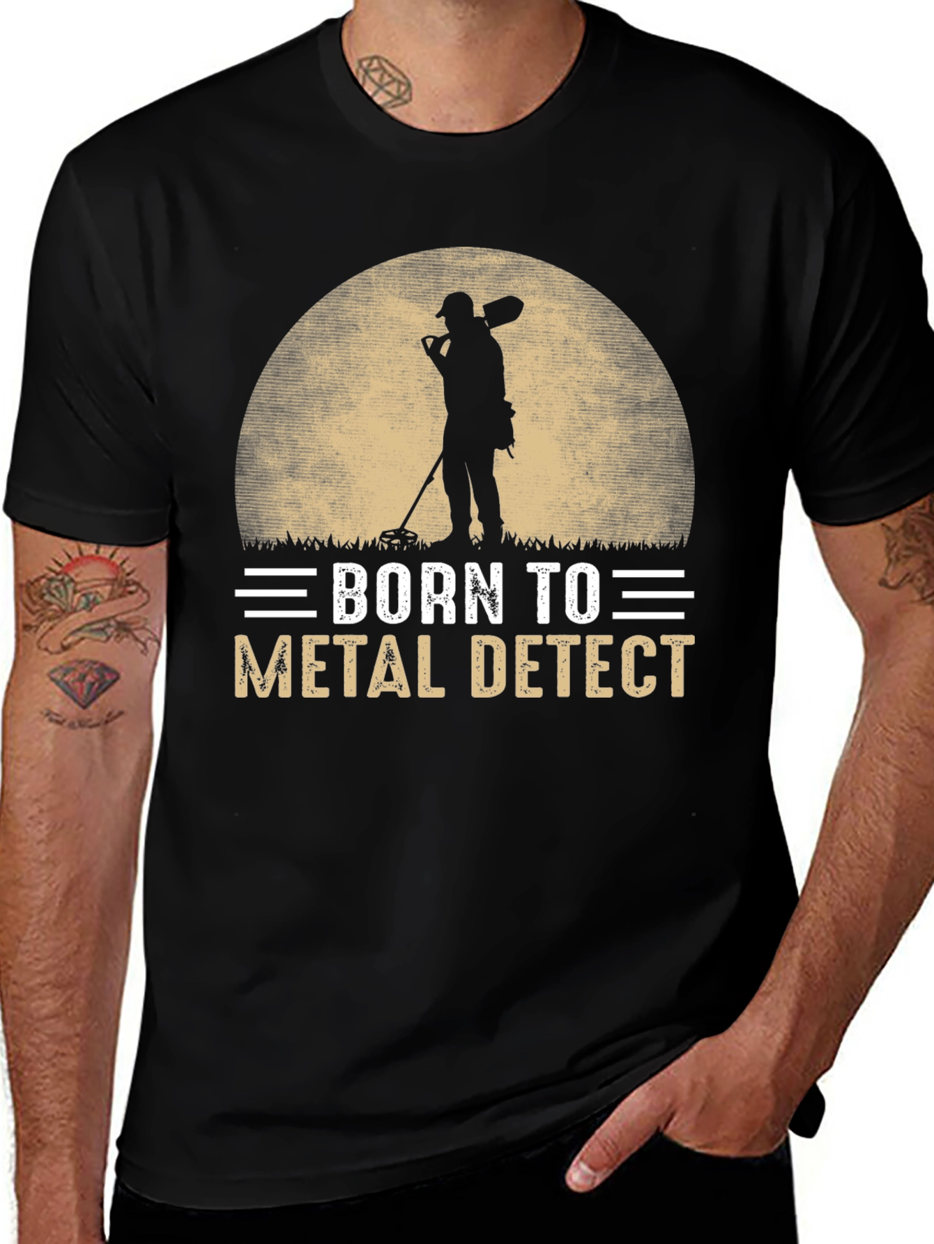 Variant 17 of Born to Metal Detect T-Shirt - Black Cotton Tee