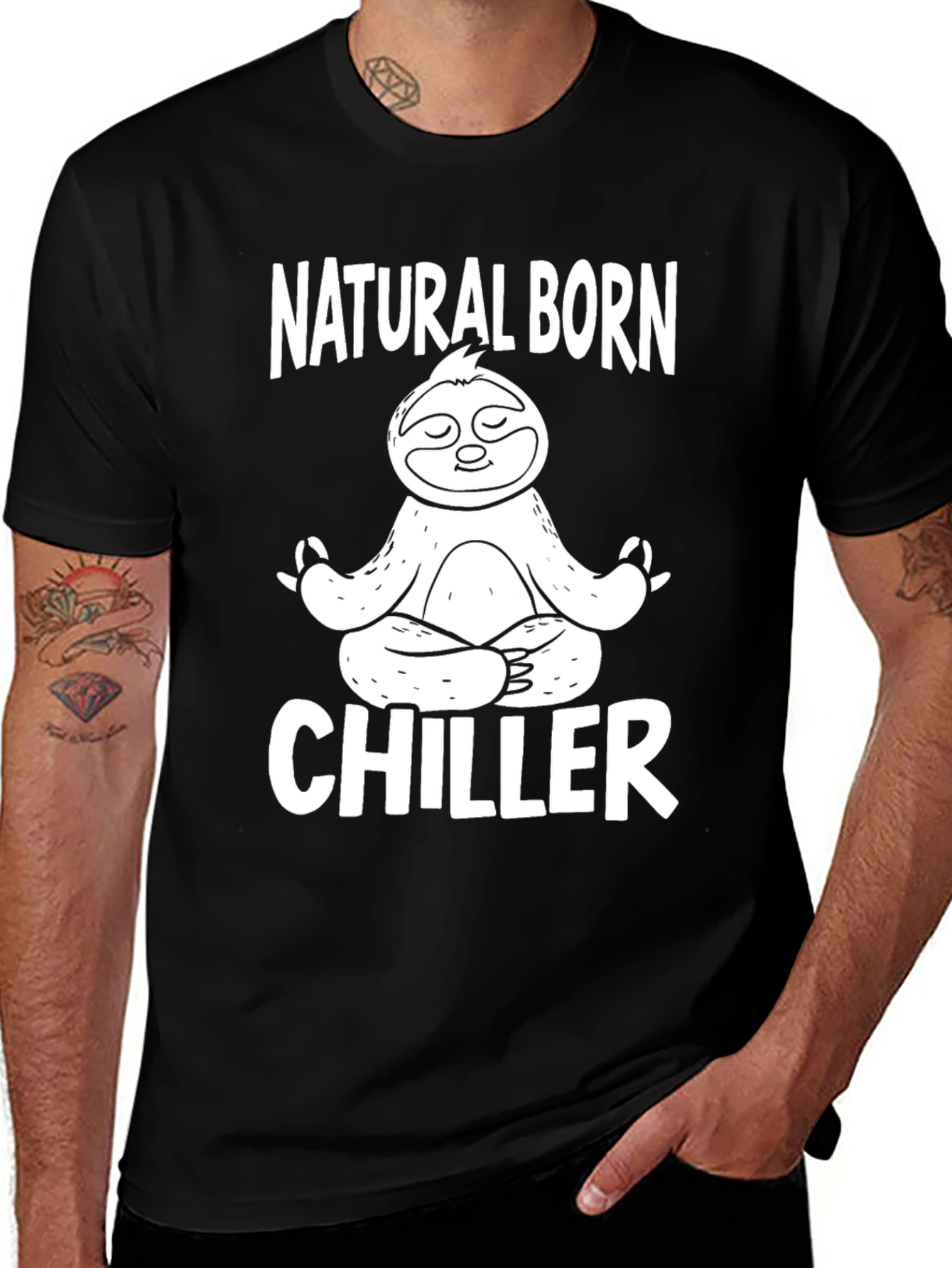 Variant 4 of Natural Born Chiller Sloth Meditation T-Shirt