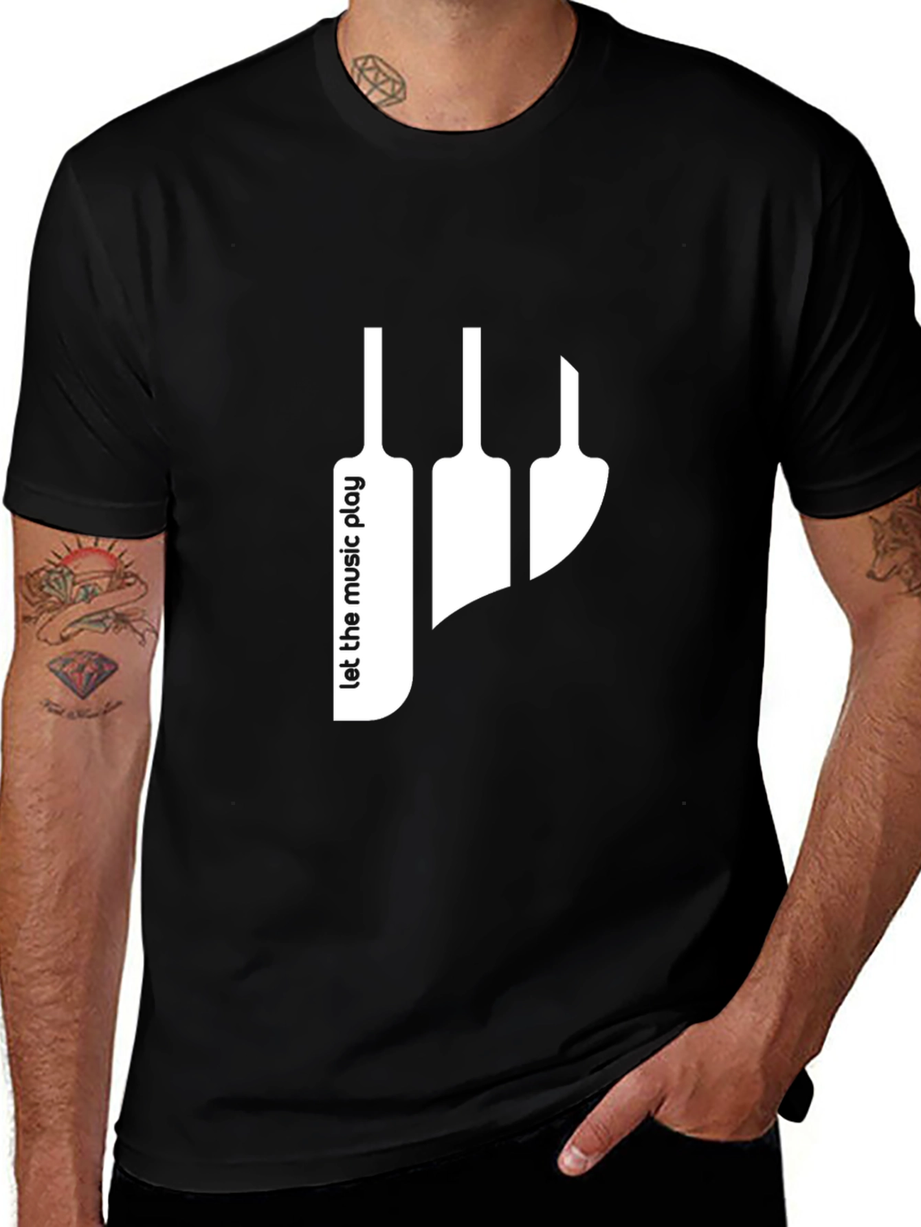 Variant 13 of Music Notes Graphic Black T-Shirt