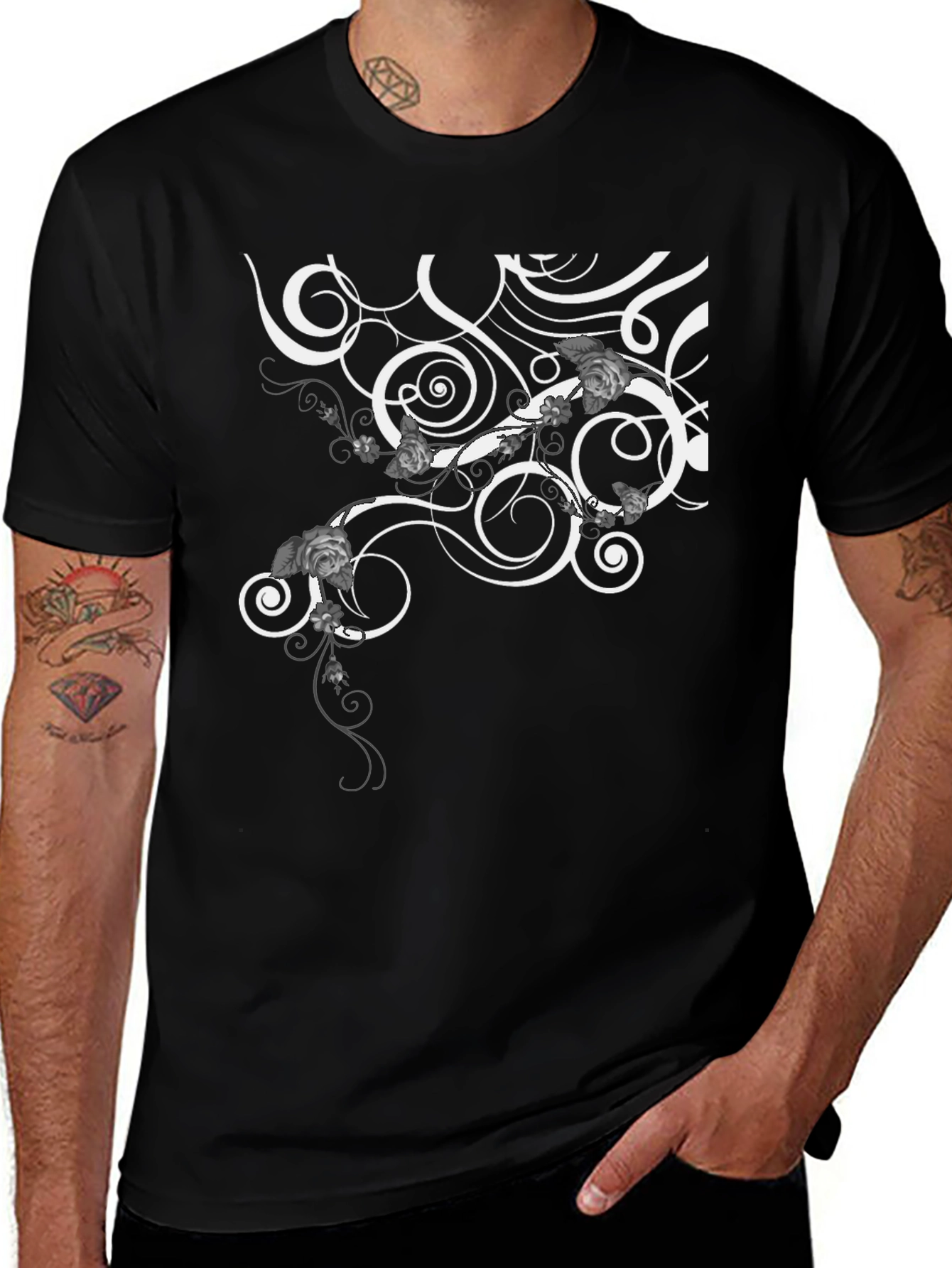 Variant 17 of Swirl & Floral Graphic Tee - Modern Style