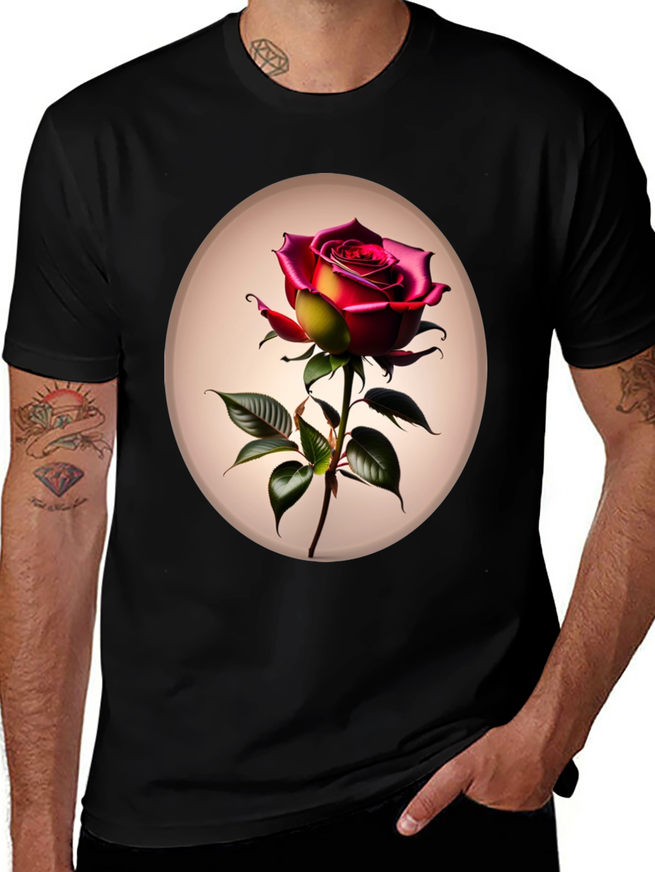 Variant 25 of Rose Graphic Tee - Elegant Floral T-Shirt