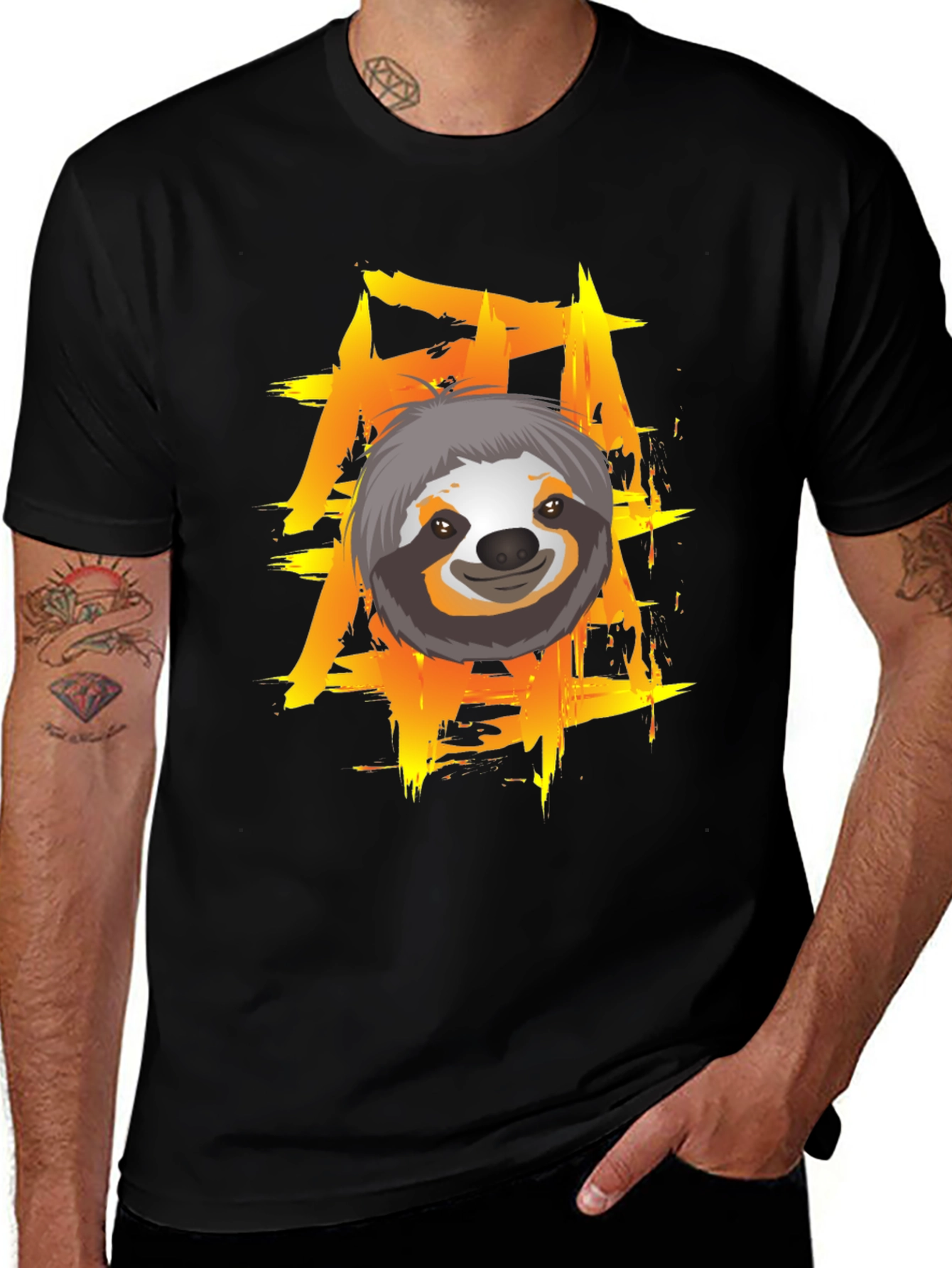 Variant 8 of Sloth Graphic Tee - Cool Brushstroke Design
