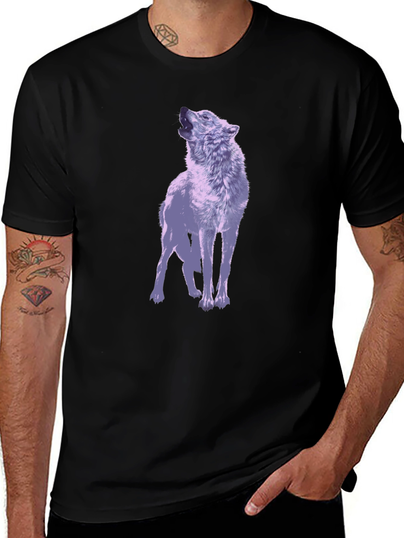 Variant 14 of Wolf Graphic T-Shirt - Men's Black Tee