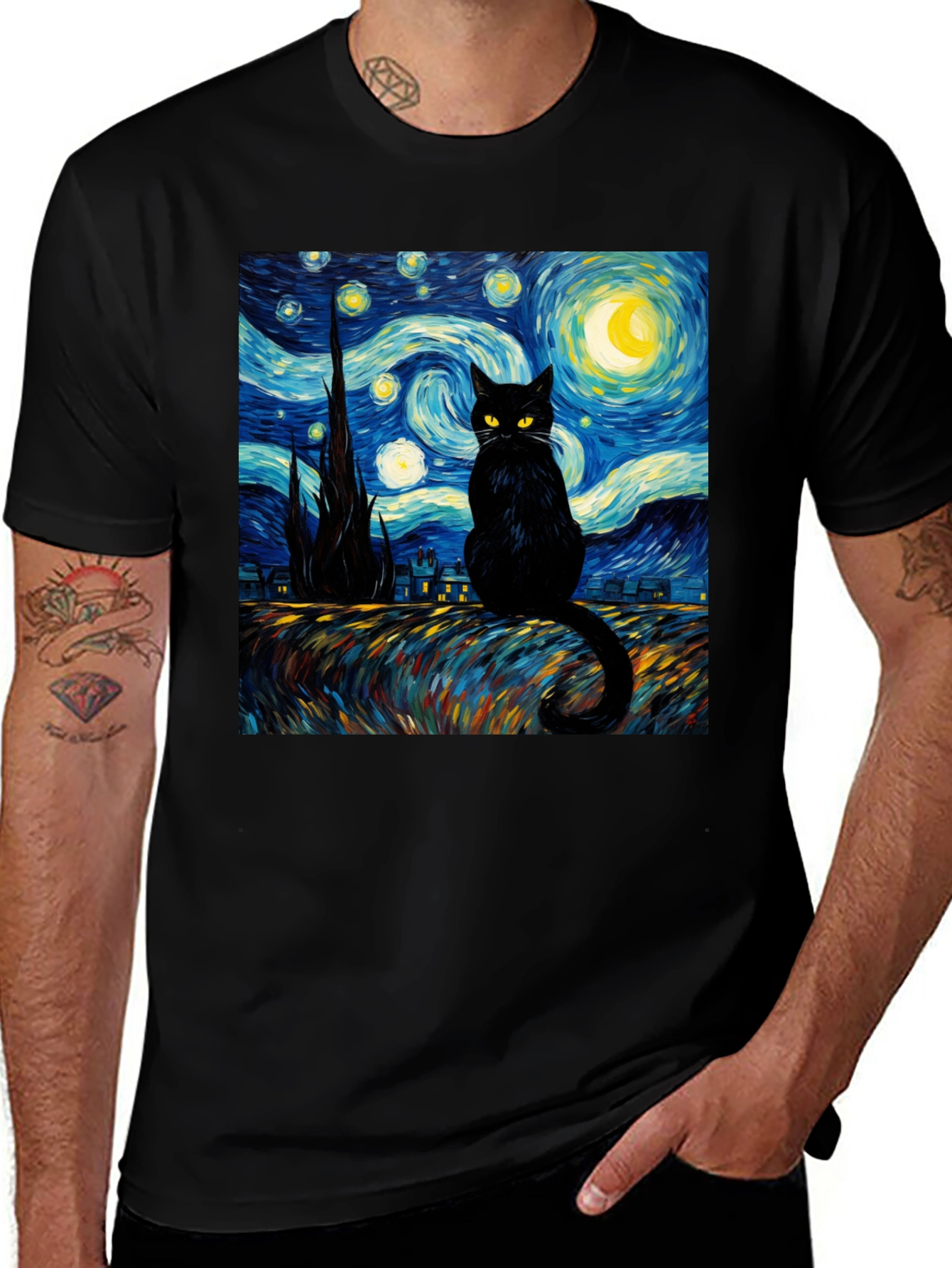 Starry Night Cat T-Shirt