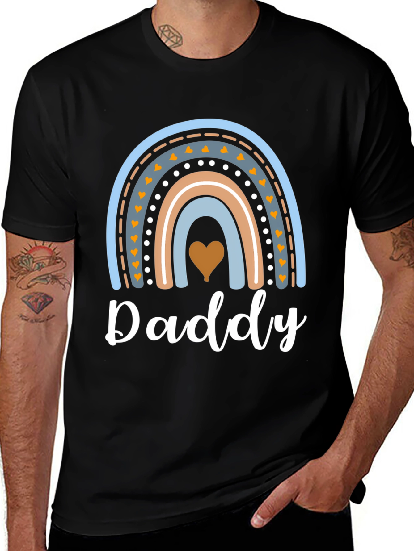 Daddy Rainbow Heart Graphic Tee - Father's Day Gift