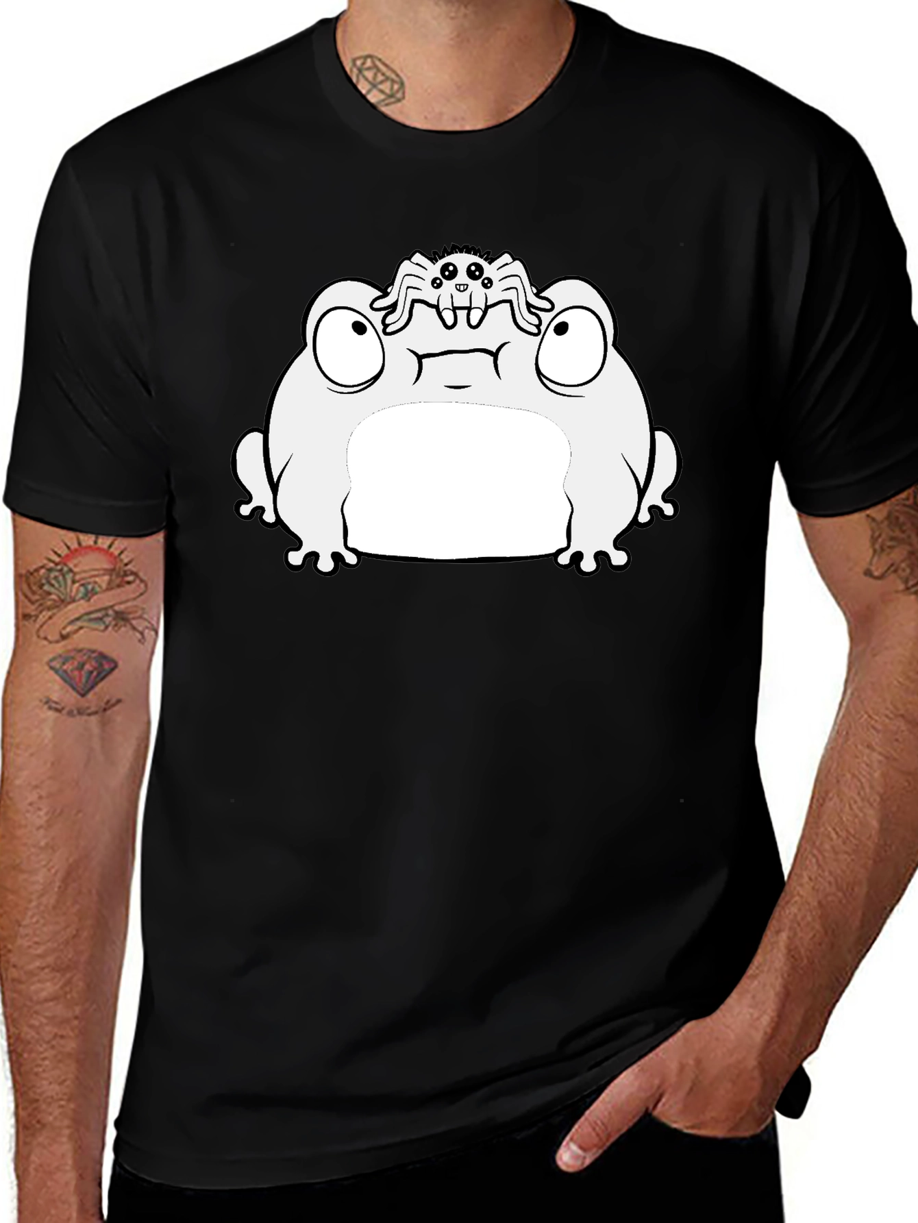 Variant 29 of Frog and Spider Graphic T-Shirt - Fun, Quirky Design!