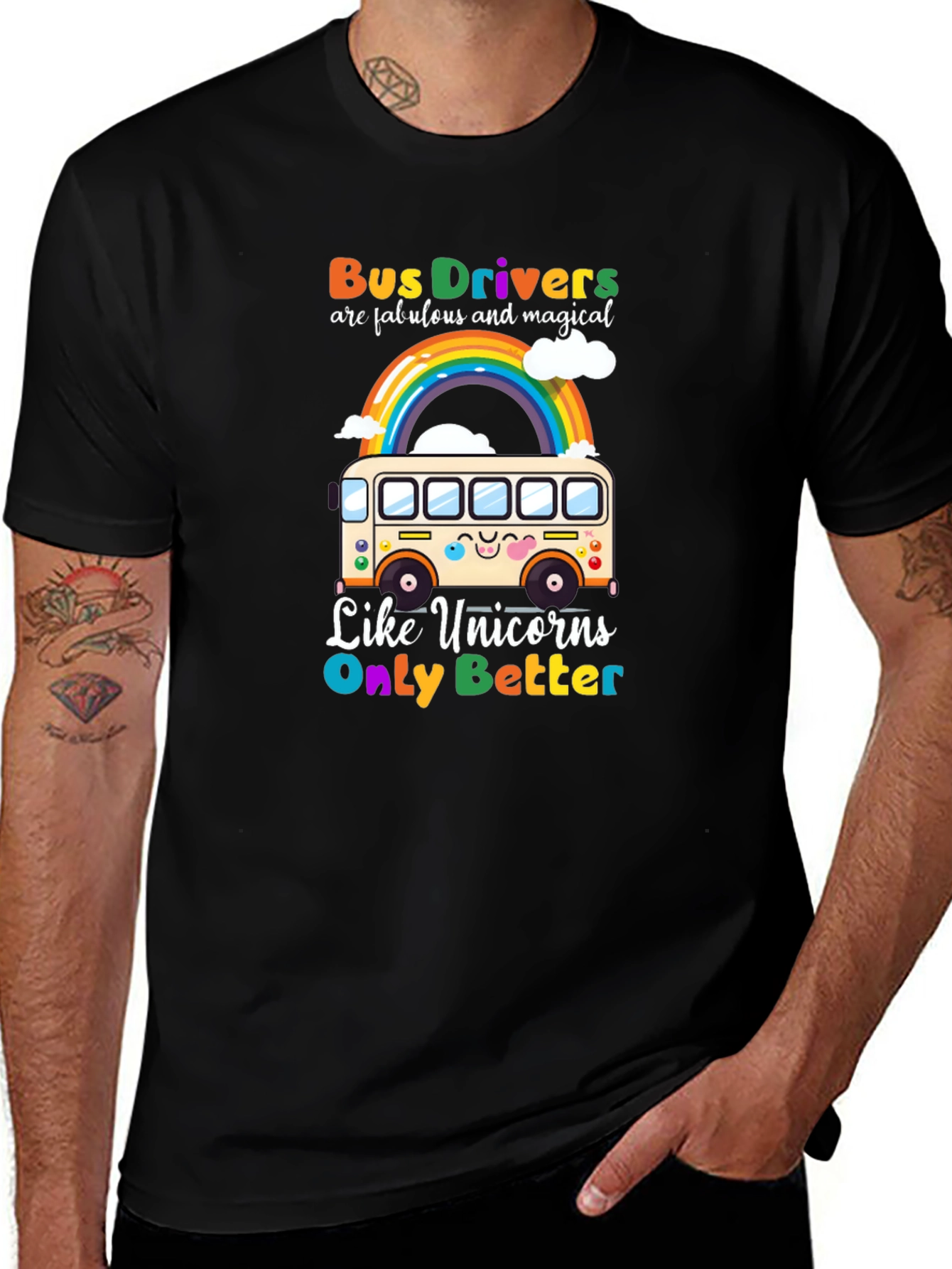 Variant 23 of Bus Driver Unicorns T-Shirt: Magical Fabulous Rainbow Design
