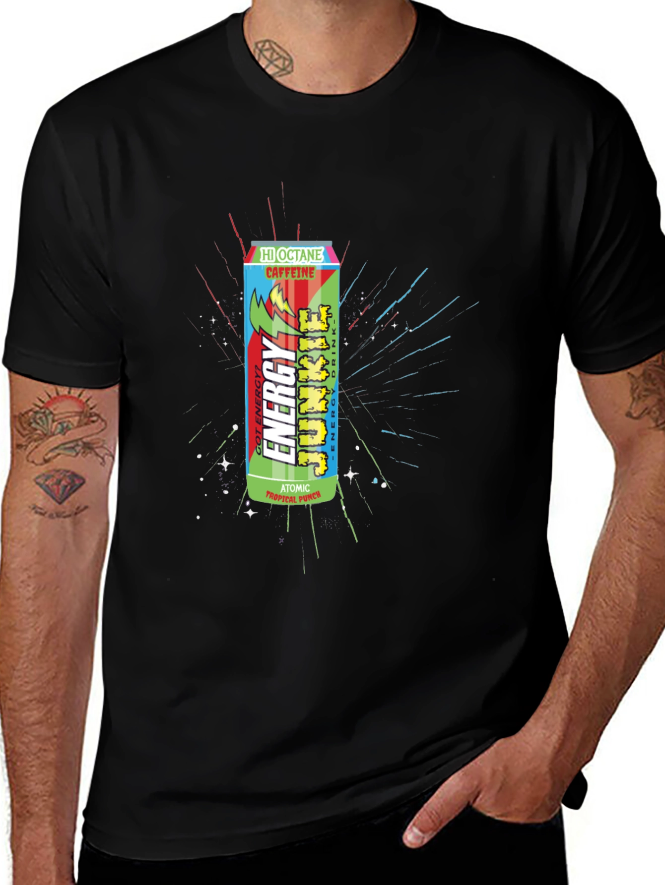 Variant 14 of Energy Junkie Graphic T-Shirt - Atomic Tropical Punch Design