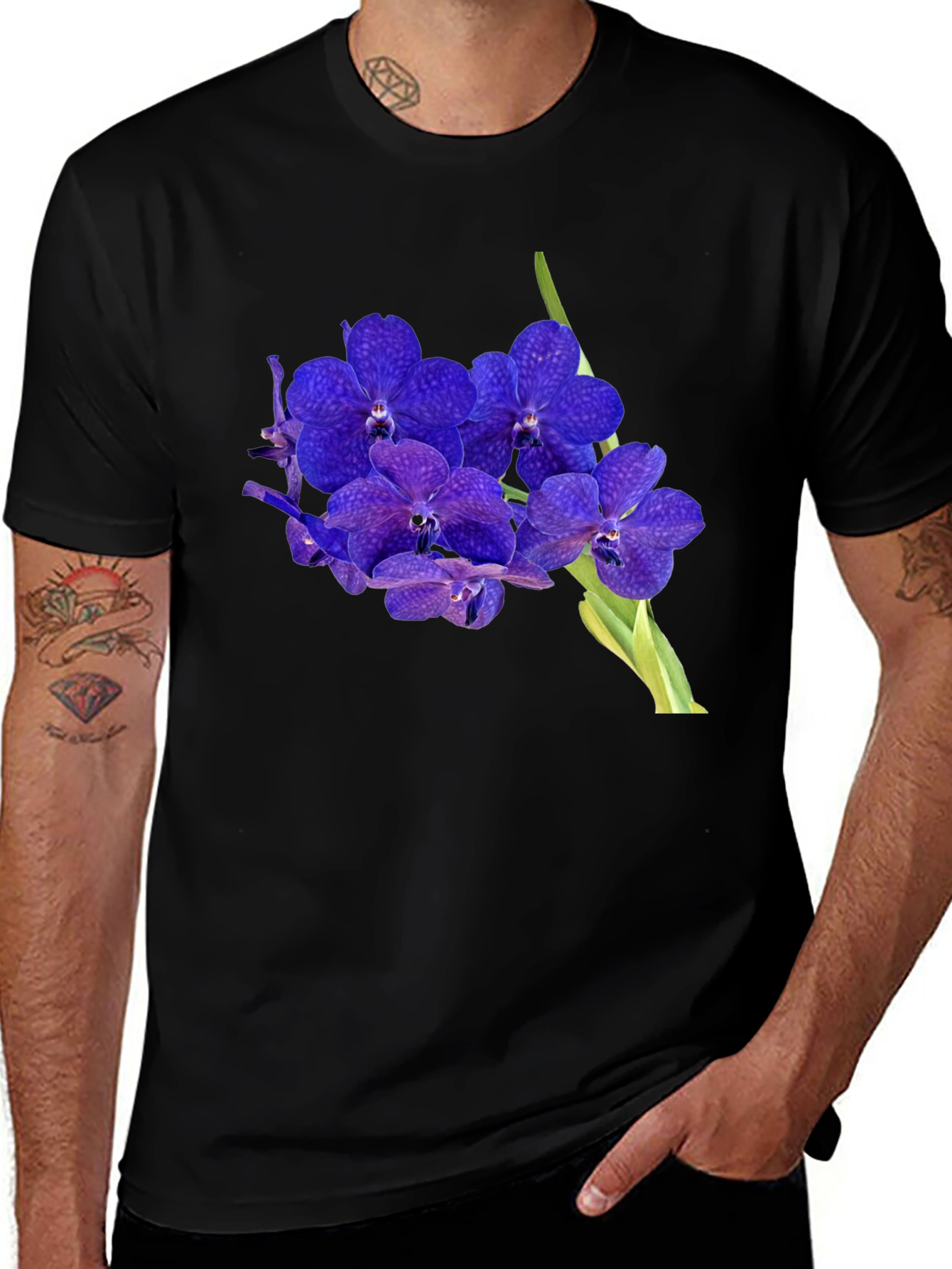 Variant 28 of Blue Orchid Graphic Black T-Shirt