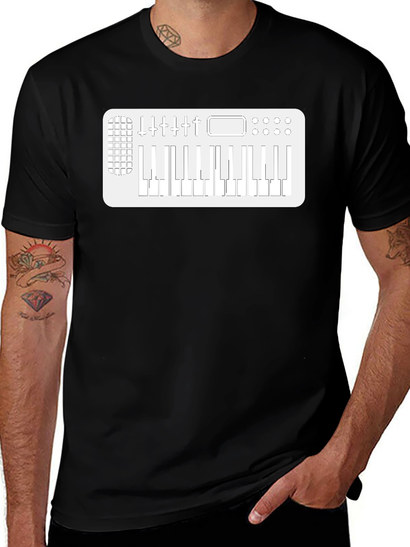 Variant 19 of Keyboard Synth Graphic Tee - Music Lover T-Shirt