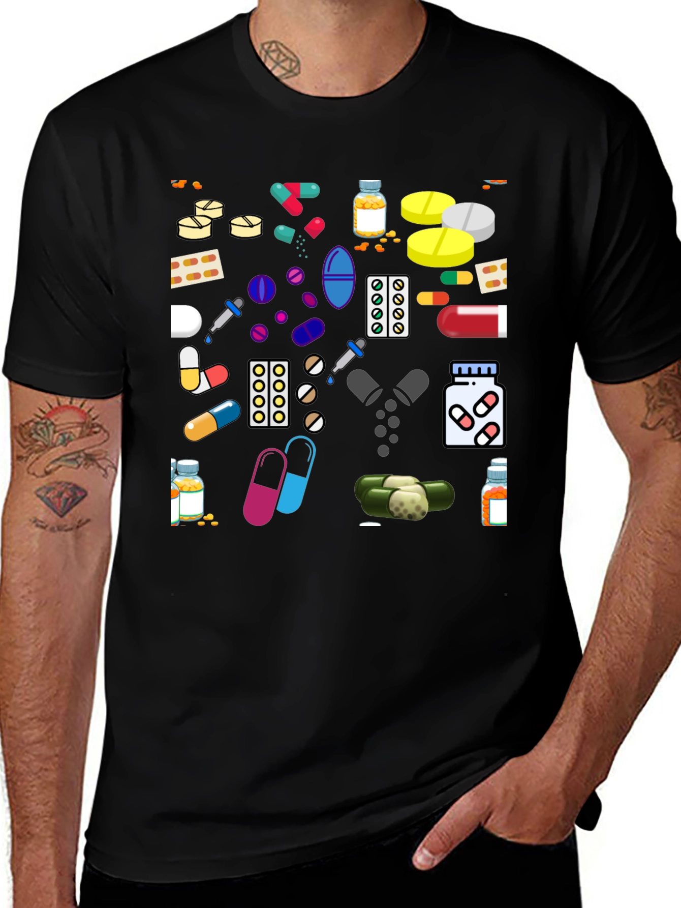 Pills and Medicine Pattern T-Shirt