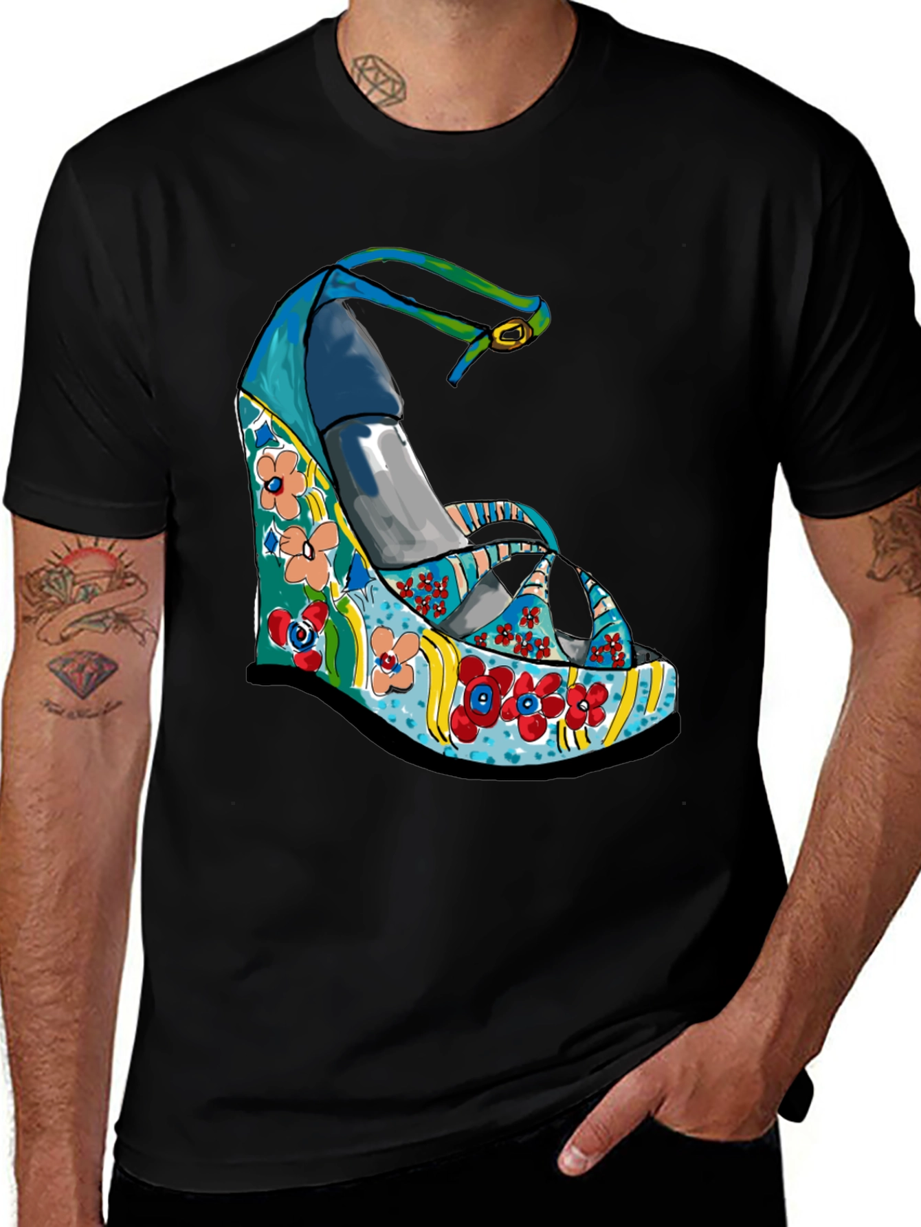 Variant 3 of Floral Wedge Sandal Graphic Tee