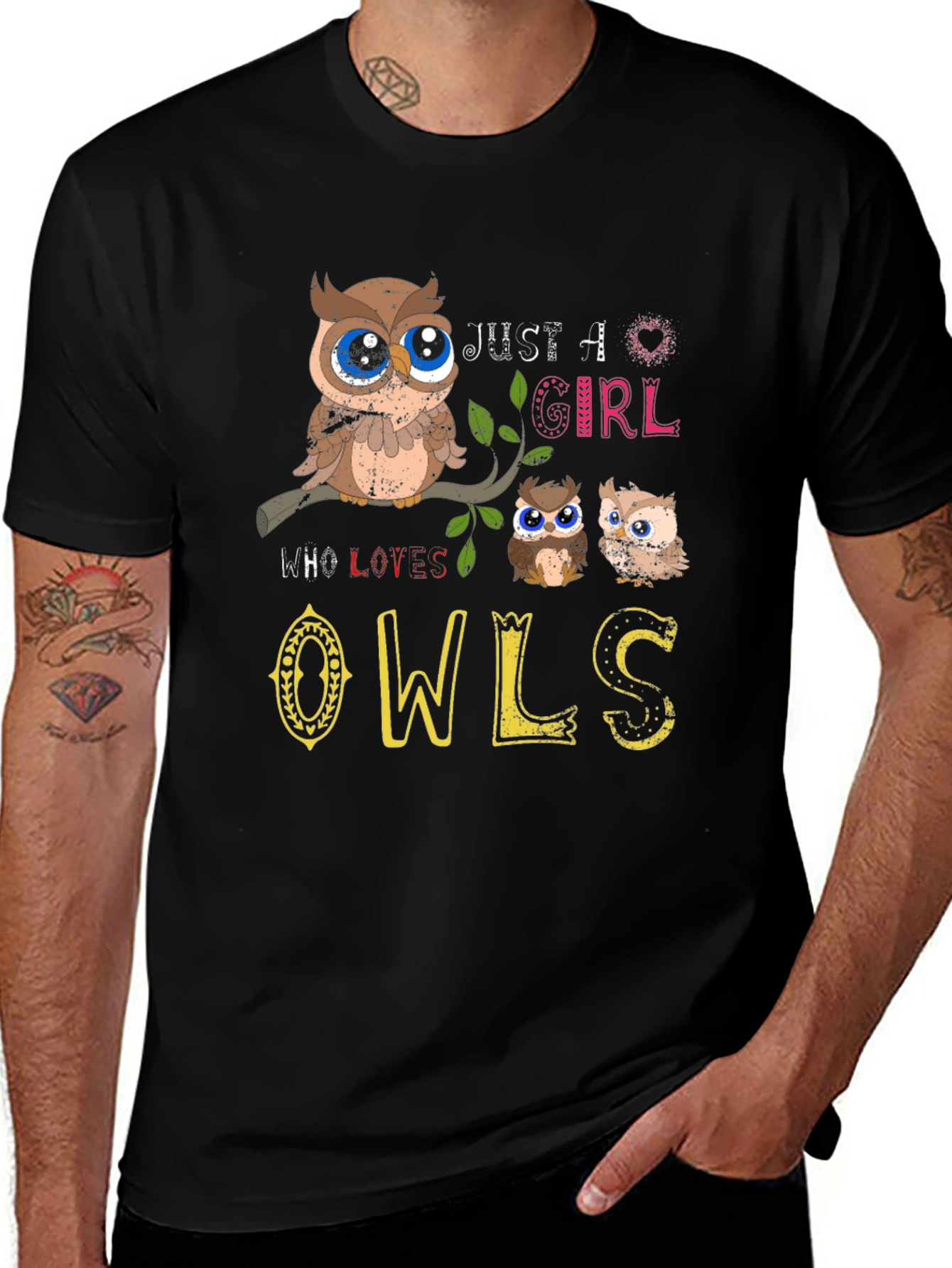 Variant 7 of Just A Girl Who Loves Owls Graphic T-Shirt