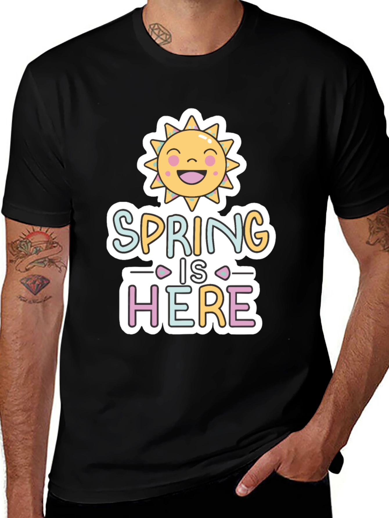Variant 15 of Spring Is Here Graphic Tee - Black T-Shirt