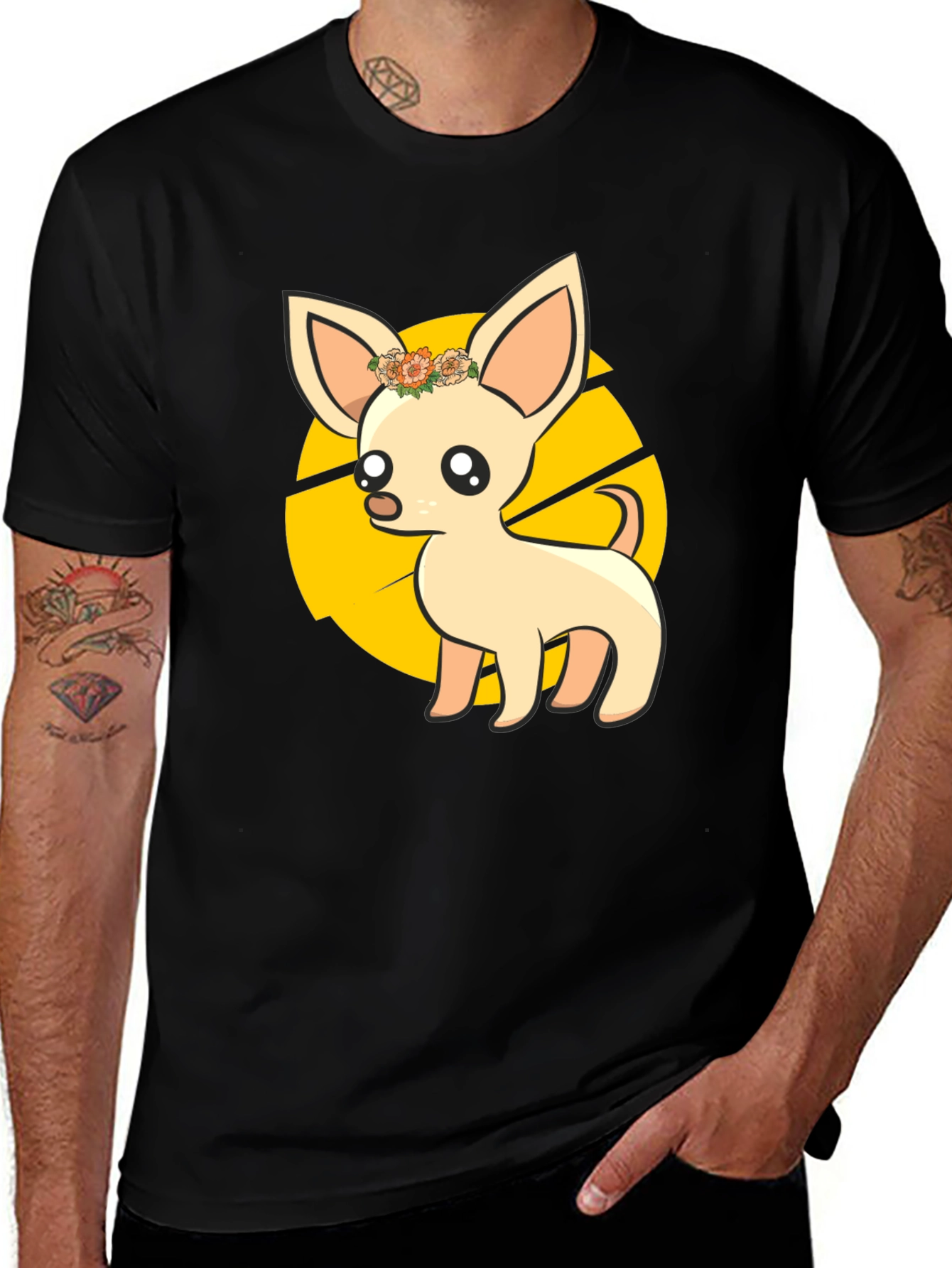 Chihuahua Flower Crown Graphic Tee - Cute Dog Lover Shirt
