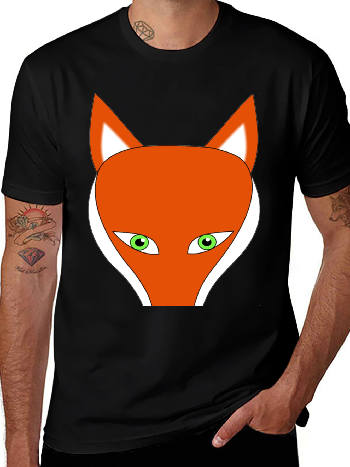 Variant 17 of Fox Graphic Tee - Black Cotton Blend Shirt