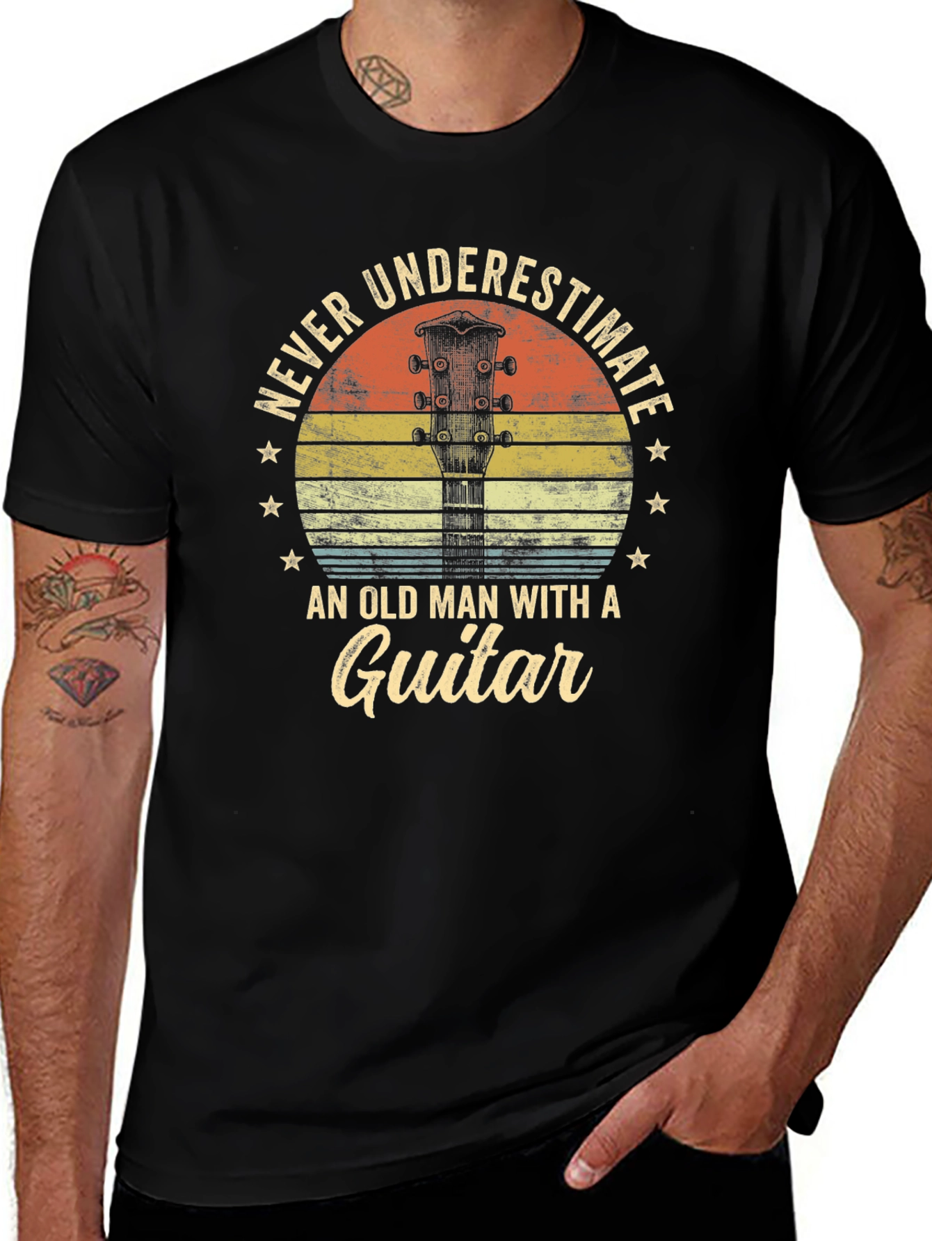 Variant 27 of Old Man Guitar T-Shirt - Never Underestimate Musician Tee