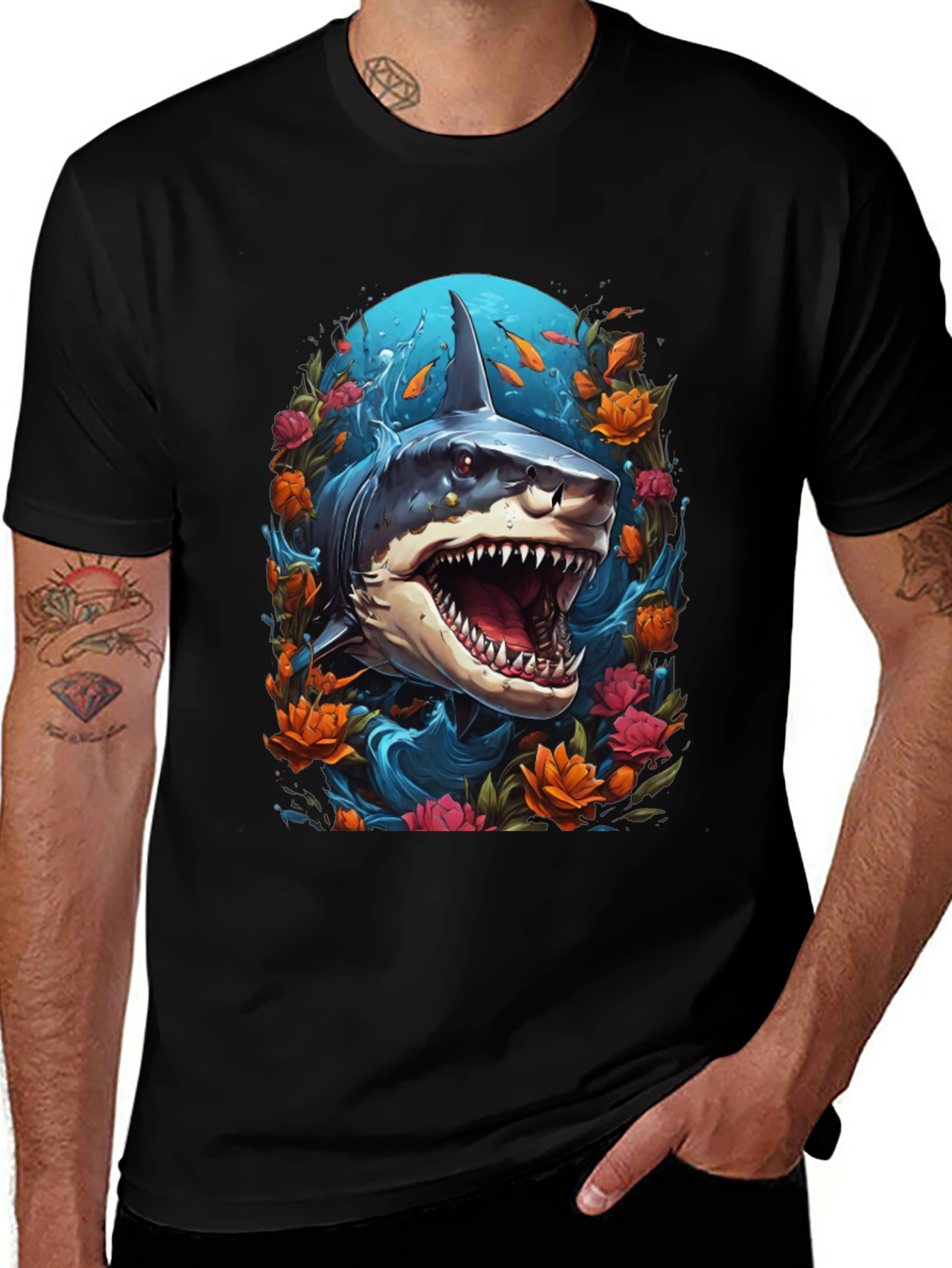 Variant 17 of Shark Floral Graphic Tee