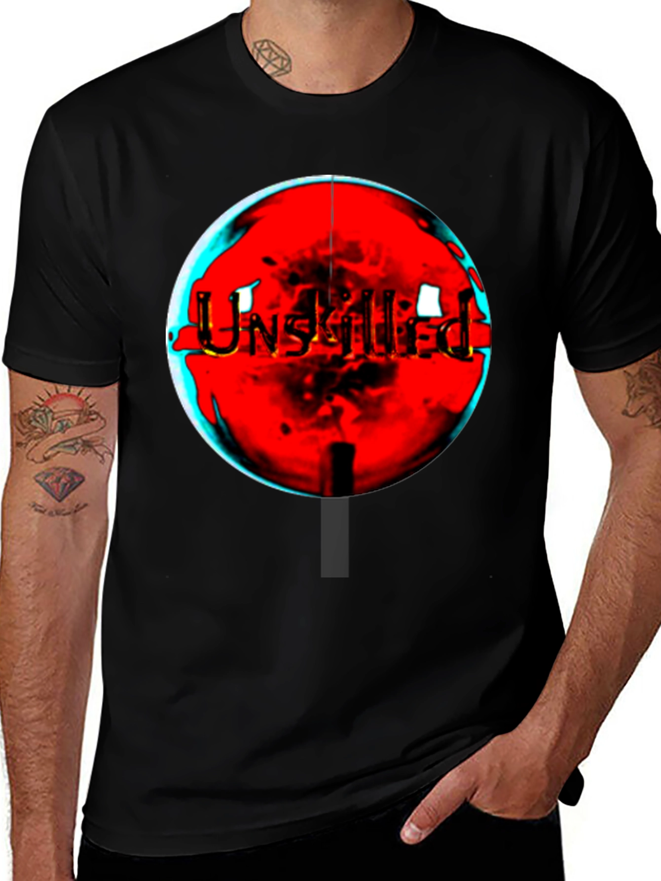 Variant 11 of Unskilled Graphic Tee - Edgy Black T-Shirt