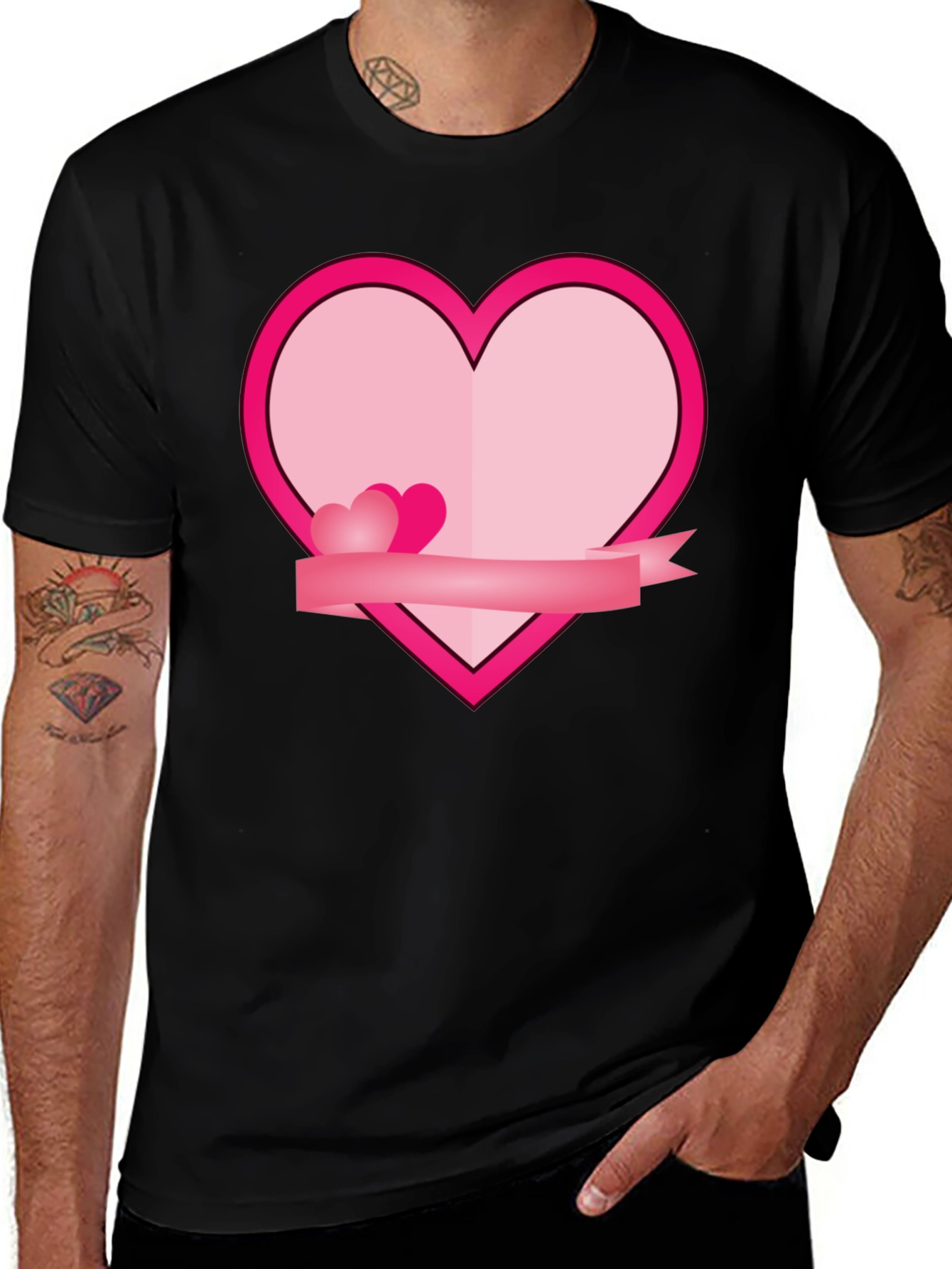 Heart Graphic Black T-Shirt - Love & Romance