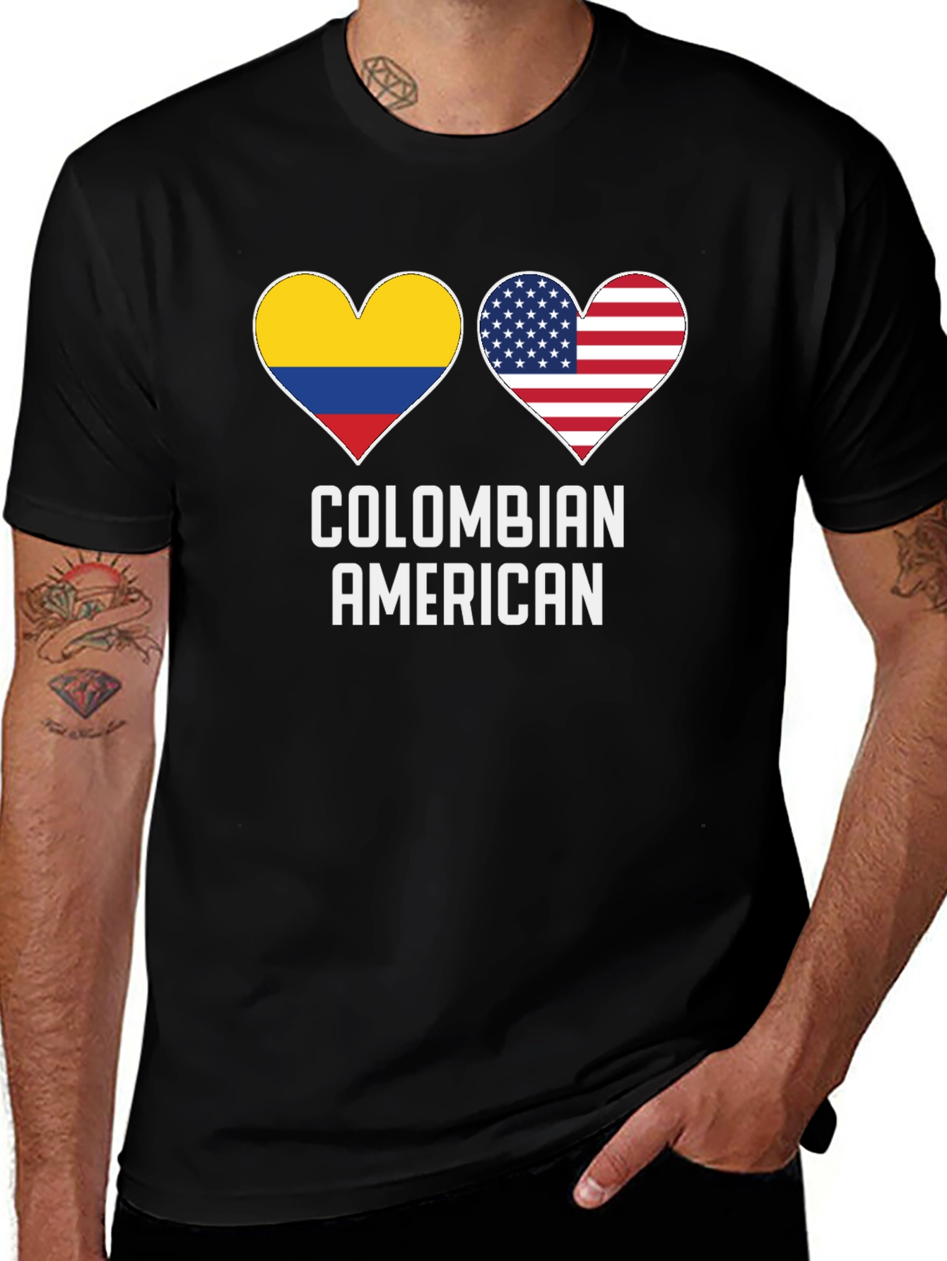 Colombian American Flag Heart T-Shirt