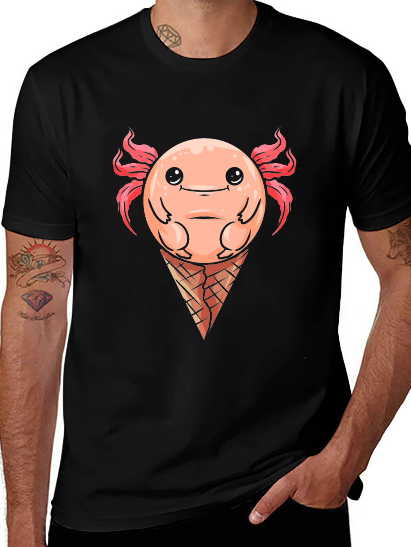 Variant 6 of Axolotl Ice Cream Cone Graphic Tee