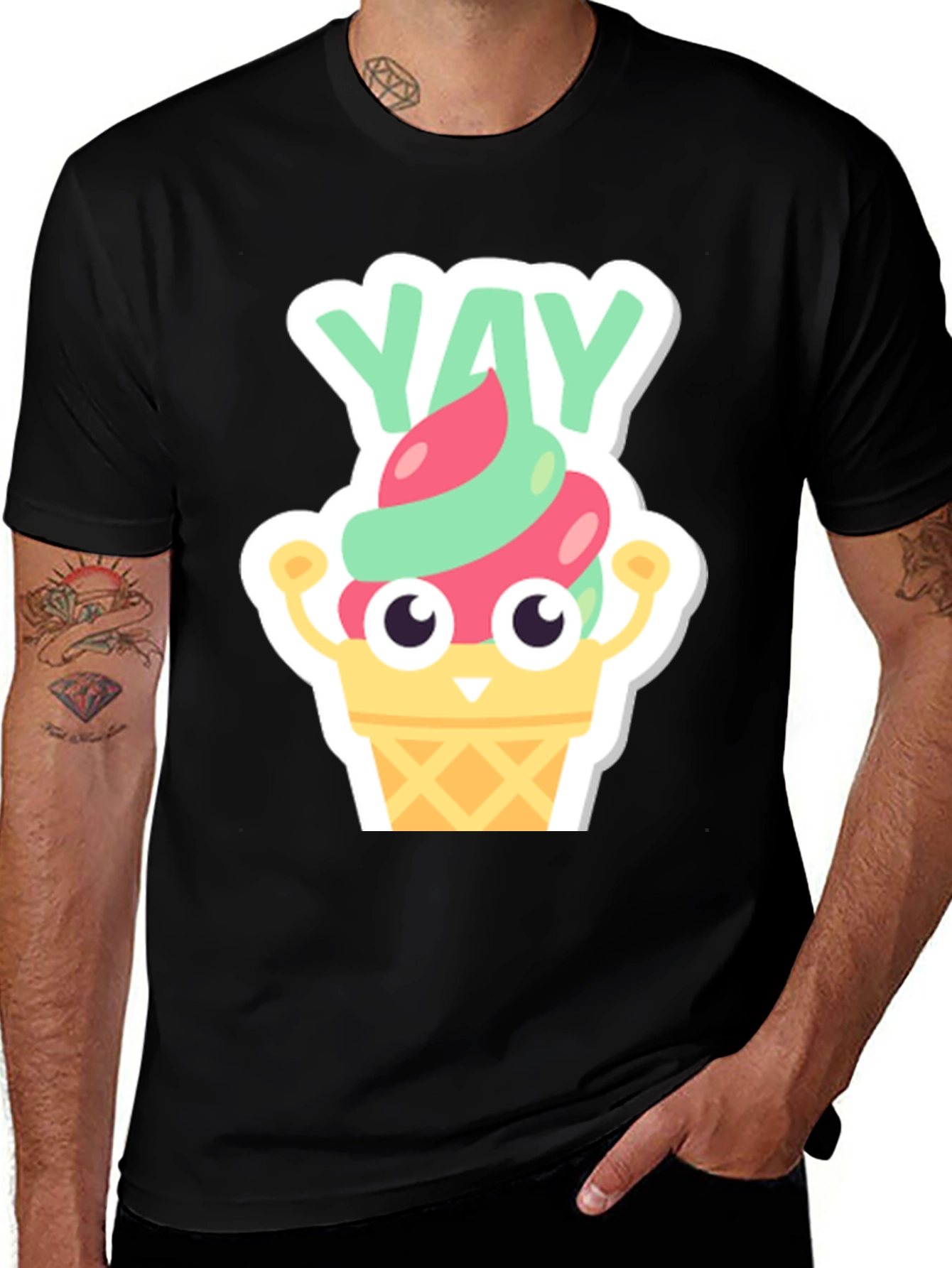 YAY Ice Cream Cone Graphic T-Shirt