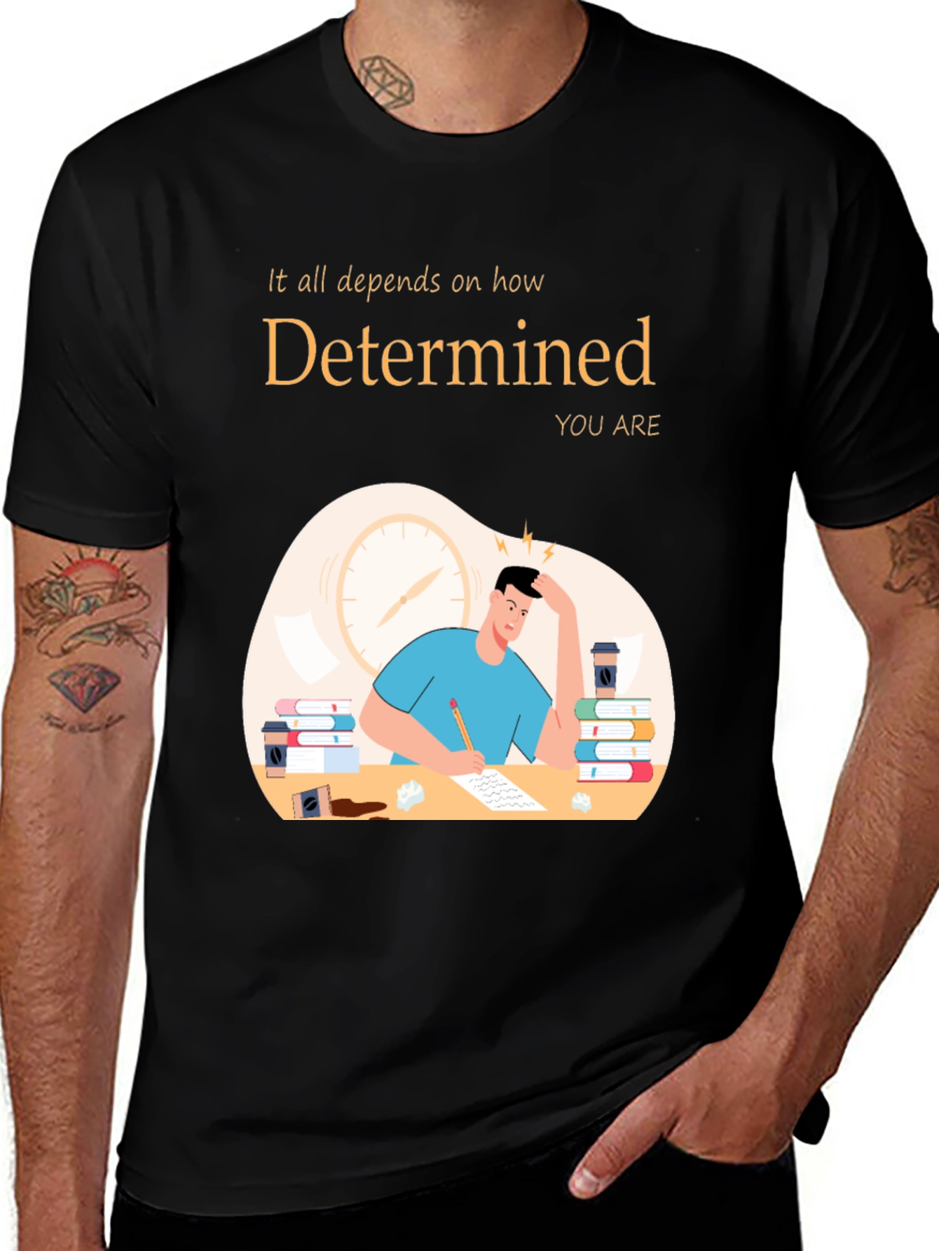 Determined Graphic T-Shirt - Motivational Design
