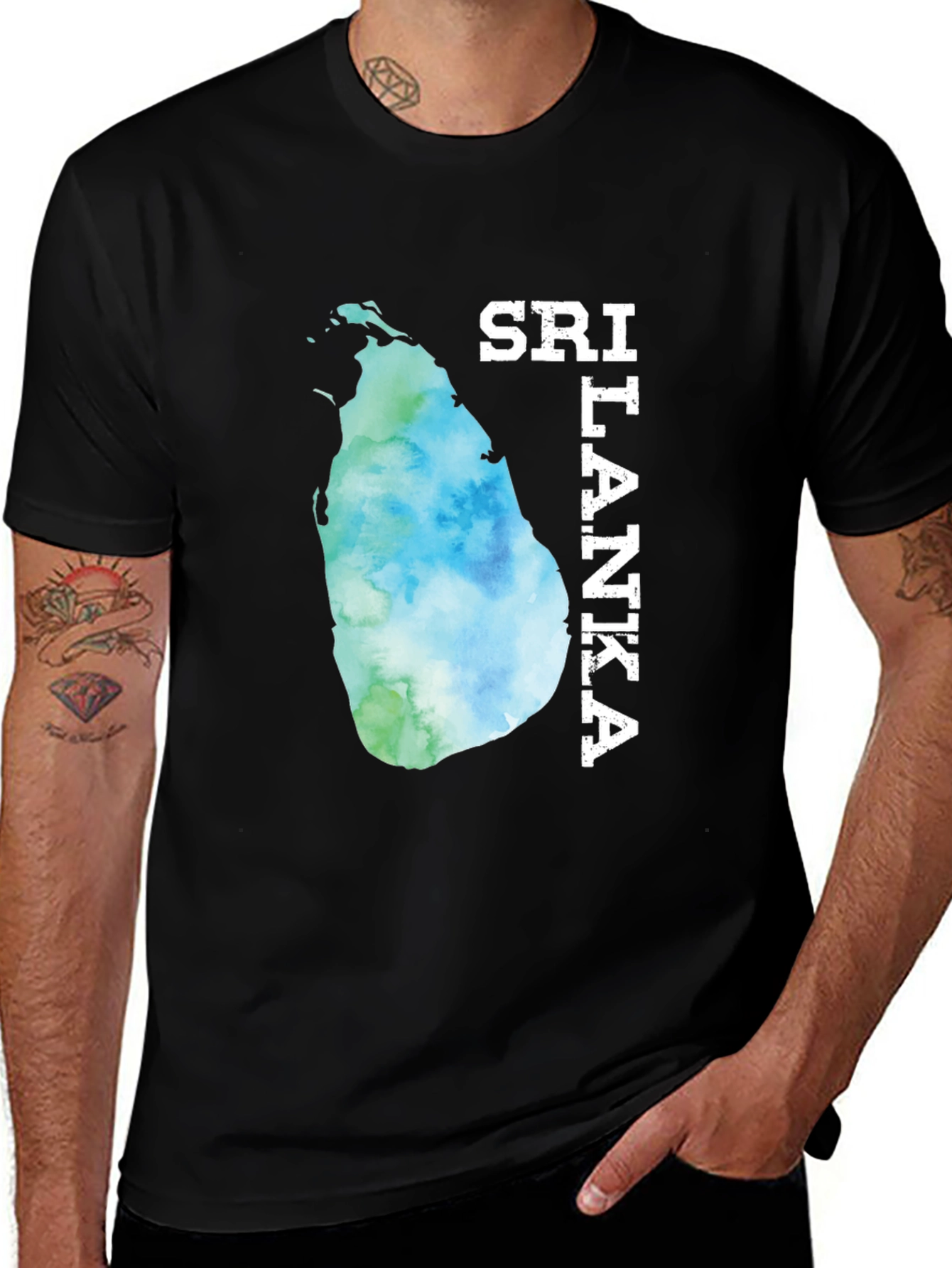 Sri Lanka Map Tee - Black Graphic T-Shirt