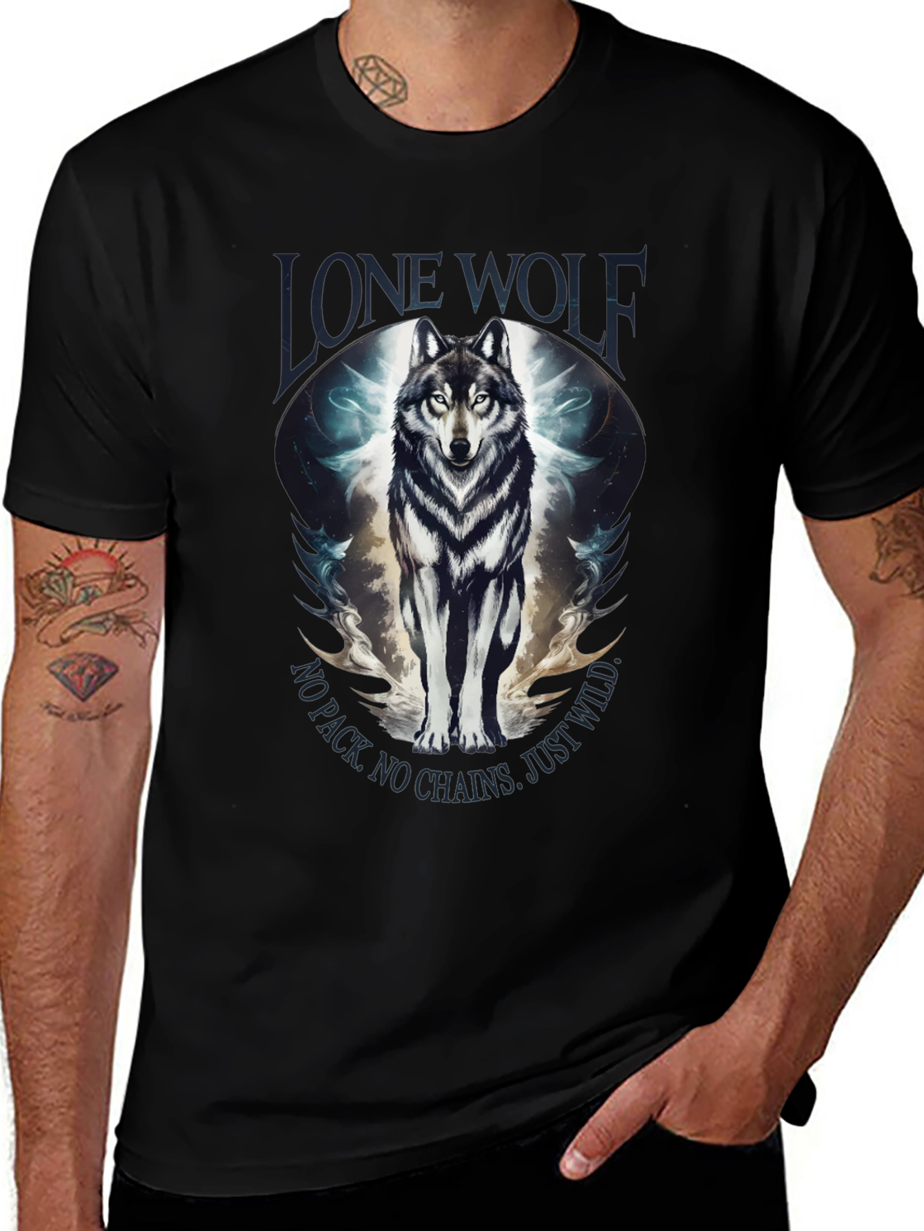 Variant 14 of Lone Wolf Graphic Print Men's T-Shirt