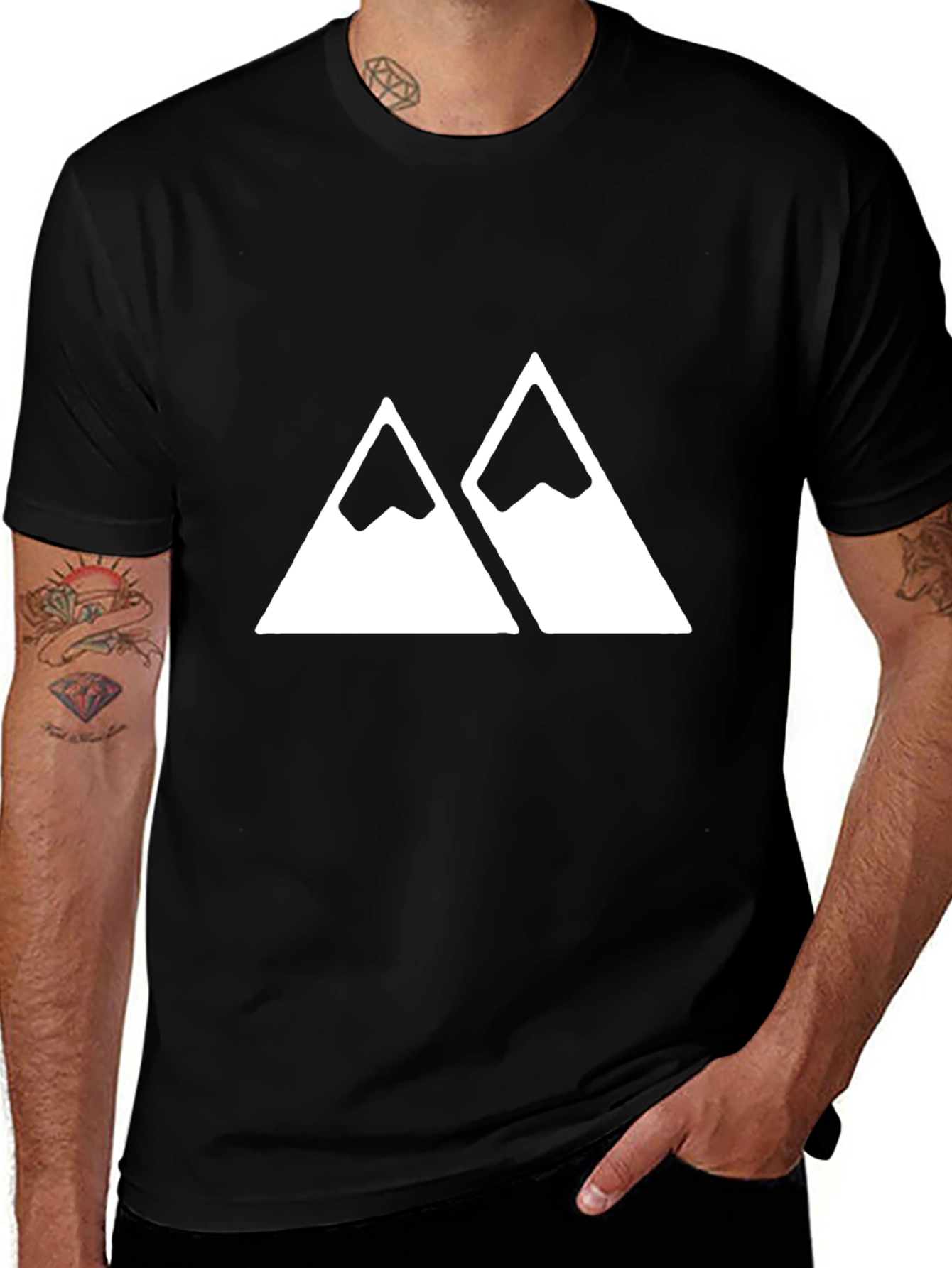 Variant 19 of Mountain Peak Graphic Tee - Black Cotton T-Shirt