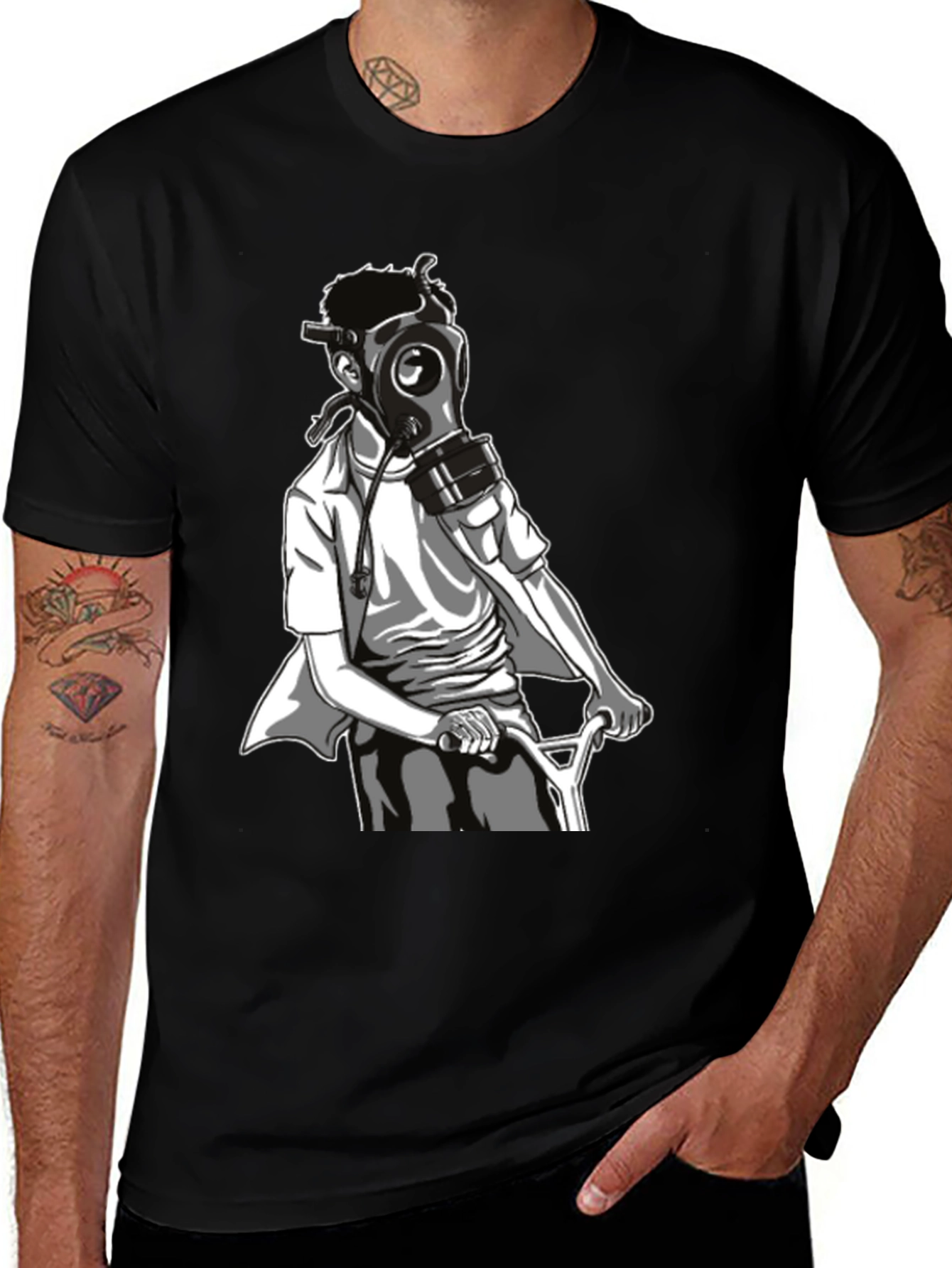 Variant 13 of Gas Mask Rider Graphic Tee - Black