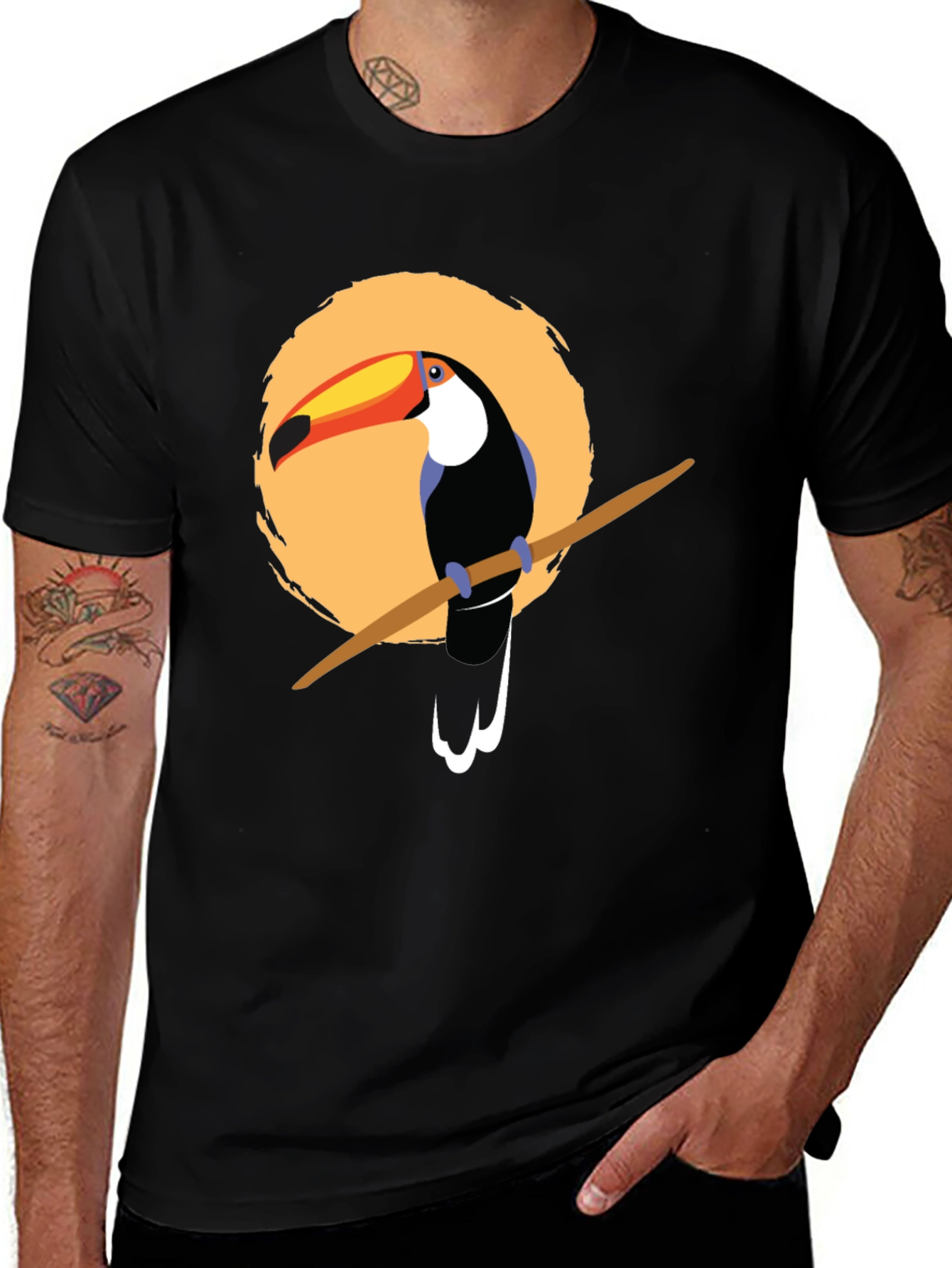 Variant 21 of Toucan Graphic Tee - Casual Black T-Shirt
