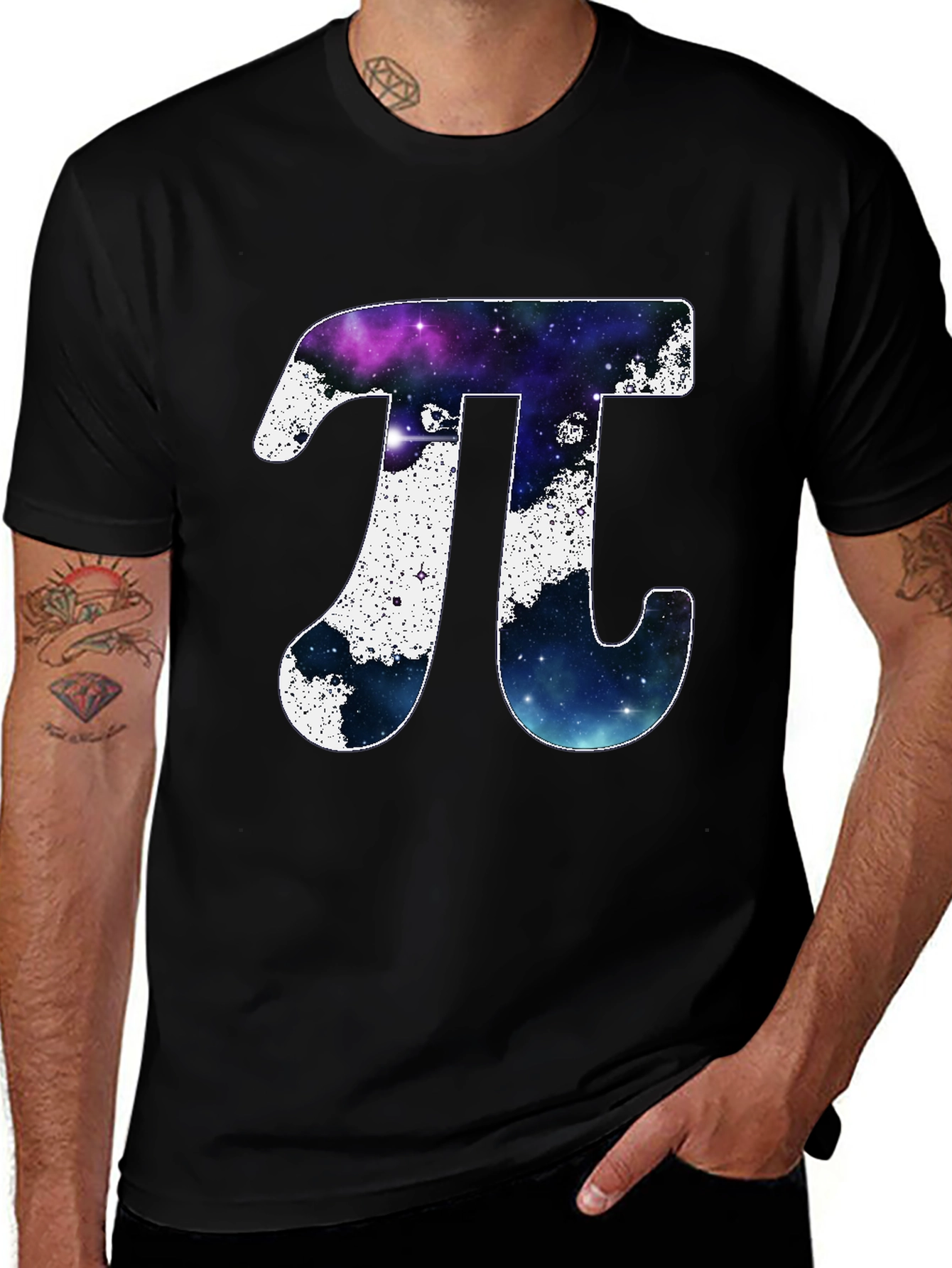 Black Cosmic Pi Symbol T-Shirt main image