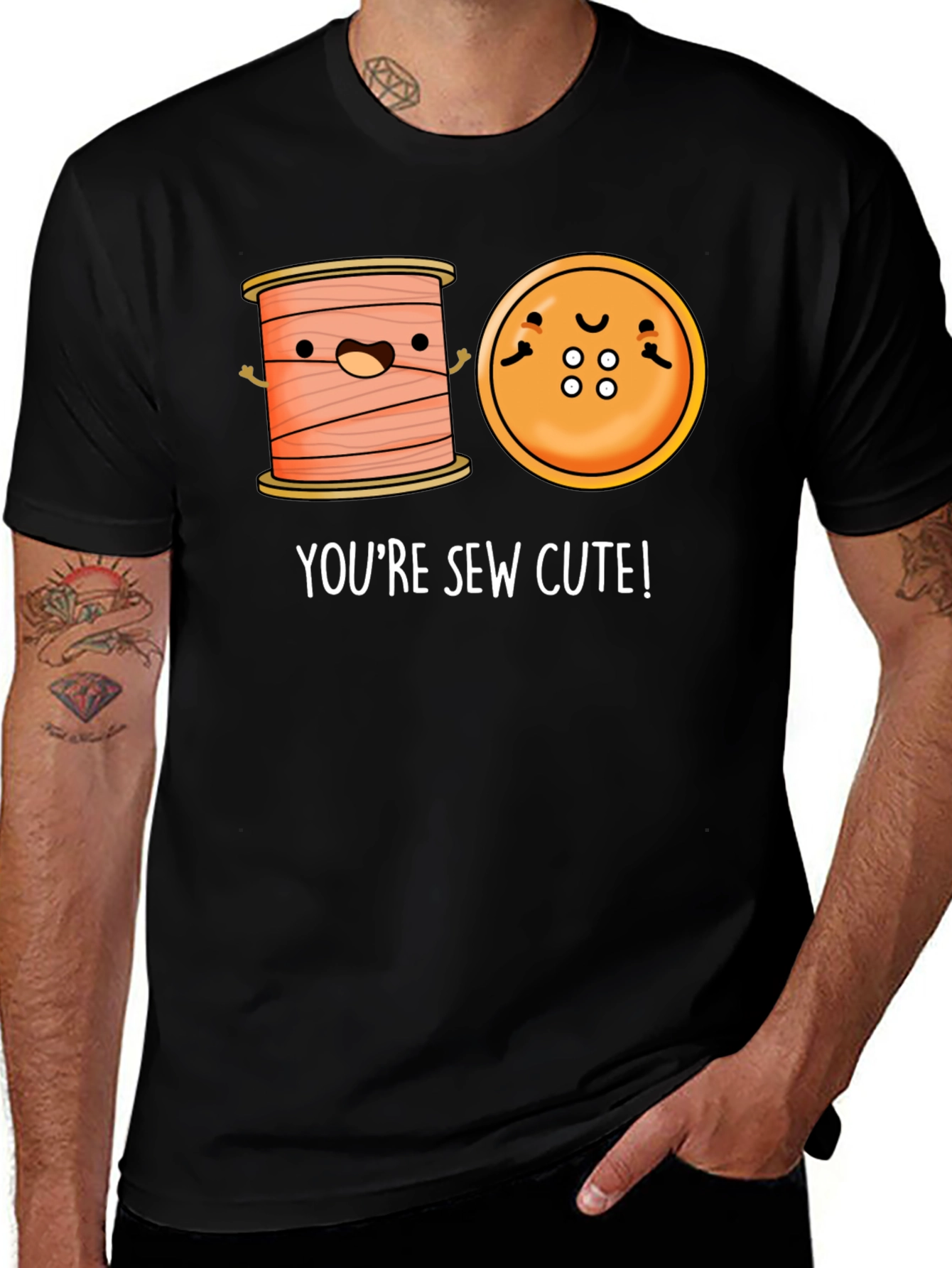 Variant 7 of Sew Cute Cartoon Graphic Black T-Shirt