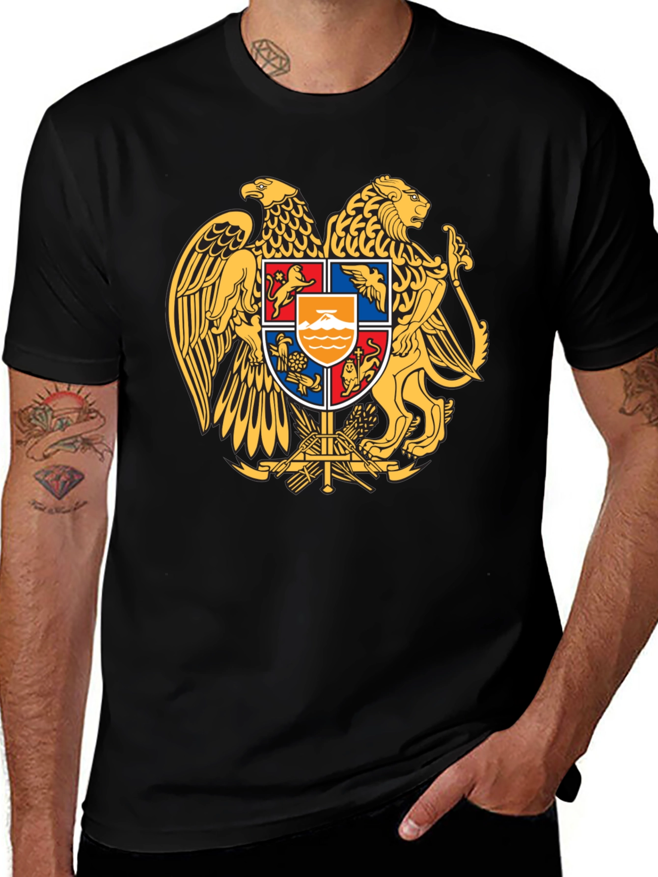 Armenian Coat of Arms T-Shirt - Premium Black Tee