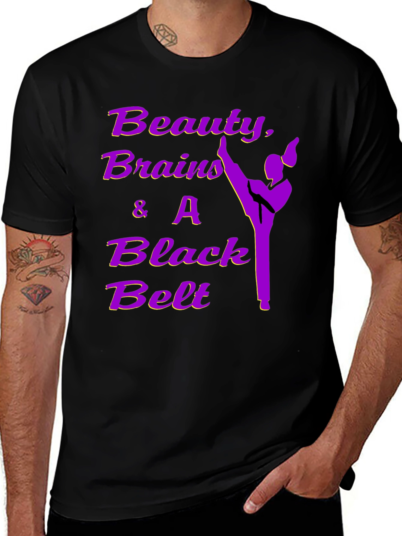 Beauty Brains Black Belt T-Shirt