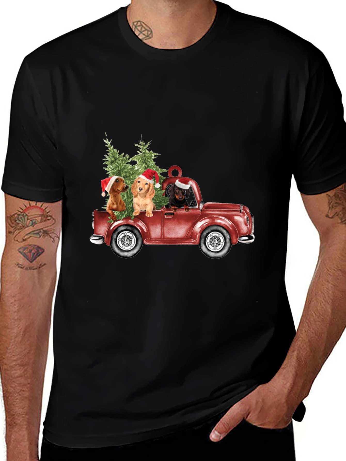 Variant 24 of Christmas Dachshund Truck T-Shirt